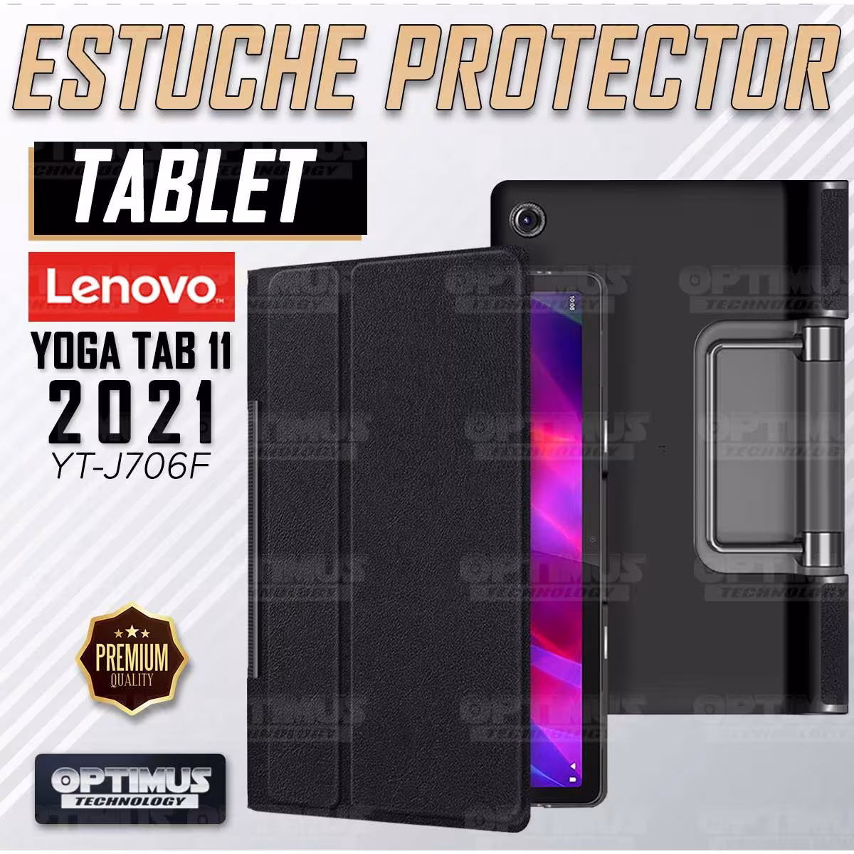 Kit Vidrio templado + Case Protector + Teclado Touchpad Bluetooth Tablet Lenovo Yoga Tab 11 2021 YT-J706F OPTIMUS TECHNOLOGY™ -