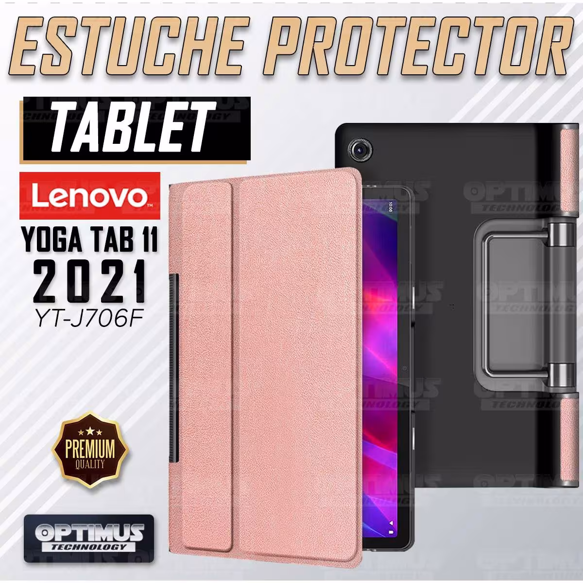 Kit Vidrio templado + Case Protector + Teclado Touchpad Bluetooth Tablet Lenovo Yoga Tab 11 2021 YT-J706F OPTIMUS TECHNOLOGY™ -