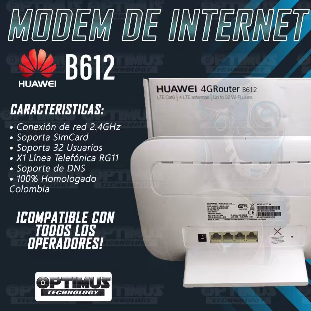 KIT Rural Empresarial Antena Amplificadora De Señal Cuatriband 10dbi TMC PLUS + Enrutador Huawei B612 + 15 Metros de Cable RG-6