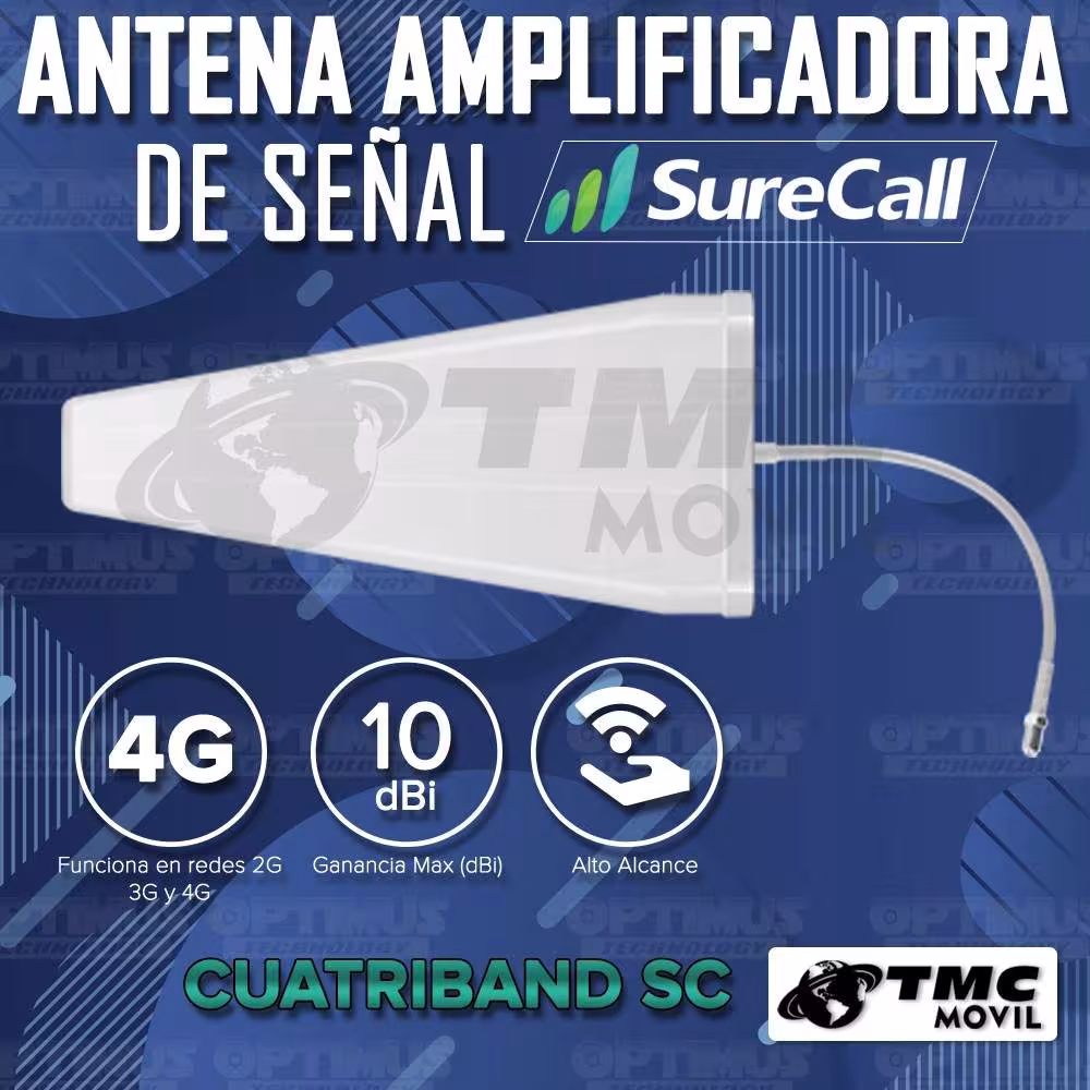 KIT Rural Empresarial Antena Amplificadora De Señal Cuatriband 10dbi TMC PLUS + Enrutador Huawei B612 + 15 Metros de Cable RG-6