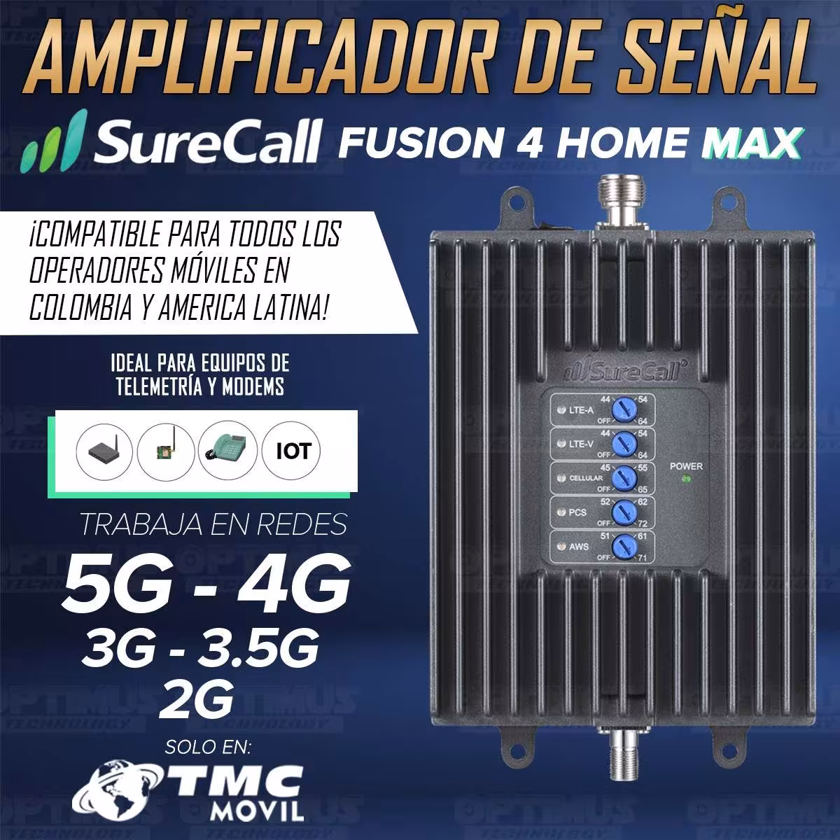 KIT Amplificador De Señal Celular Surecall Fusion 4 Home MAX Repetidor Redes 4GLTE 5G con antenas SURECALL COLOMBIA - 5