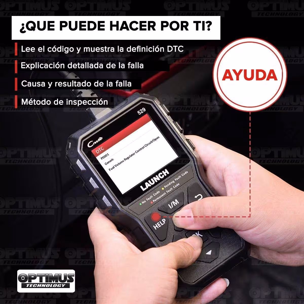 Escáner Automotriz OBD2 Scanner LAUNCH Code Reader CR529 Diagnostico de Estado para Vehiculos Carros Camiones Lector de Códigos