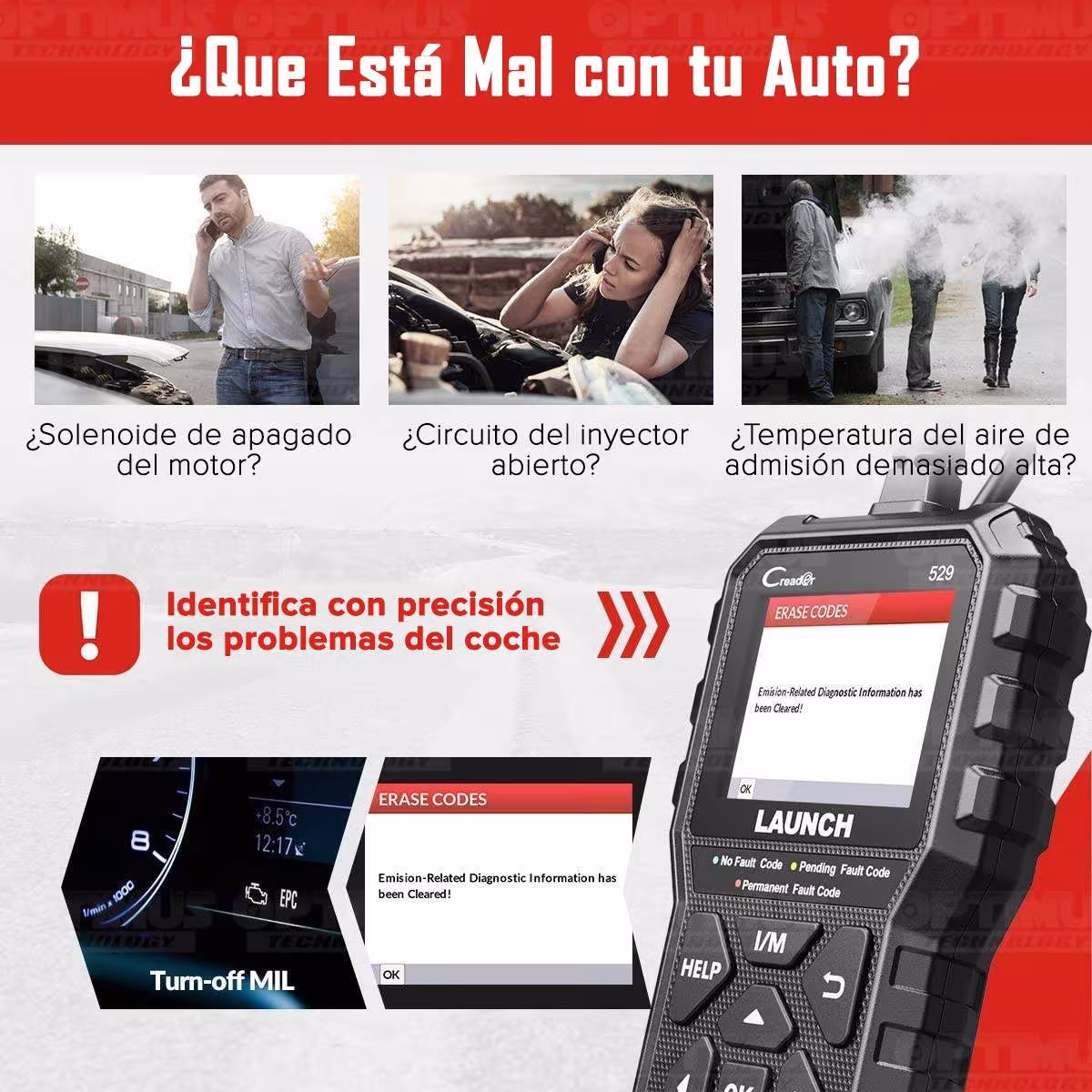 Escáner Automotriz OBD2 Scanner LAUNCH Code Reader CR529 Diagnostico de Estado para Vehiculos Carros Camiones Lector de Códigos