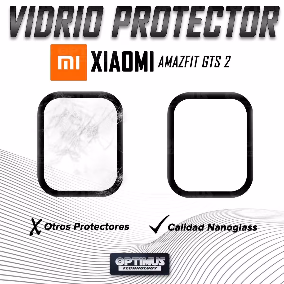 Vidrio Templado Cerámico Nanoglass Para Reloj Smartwatch Xiaomi Amazfit GTS 2 | OPTIMUS TECHNOLOGY™ | VTP-CR-XMI-GTS-2 |