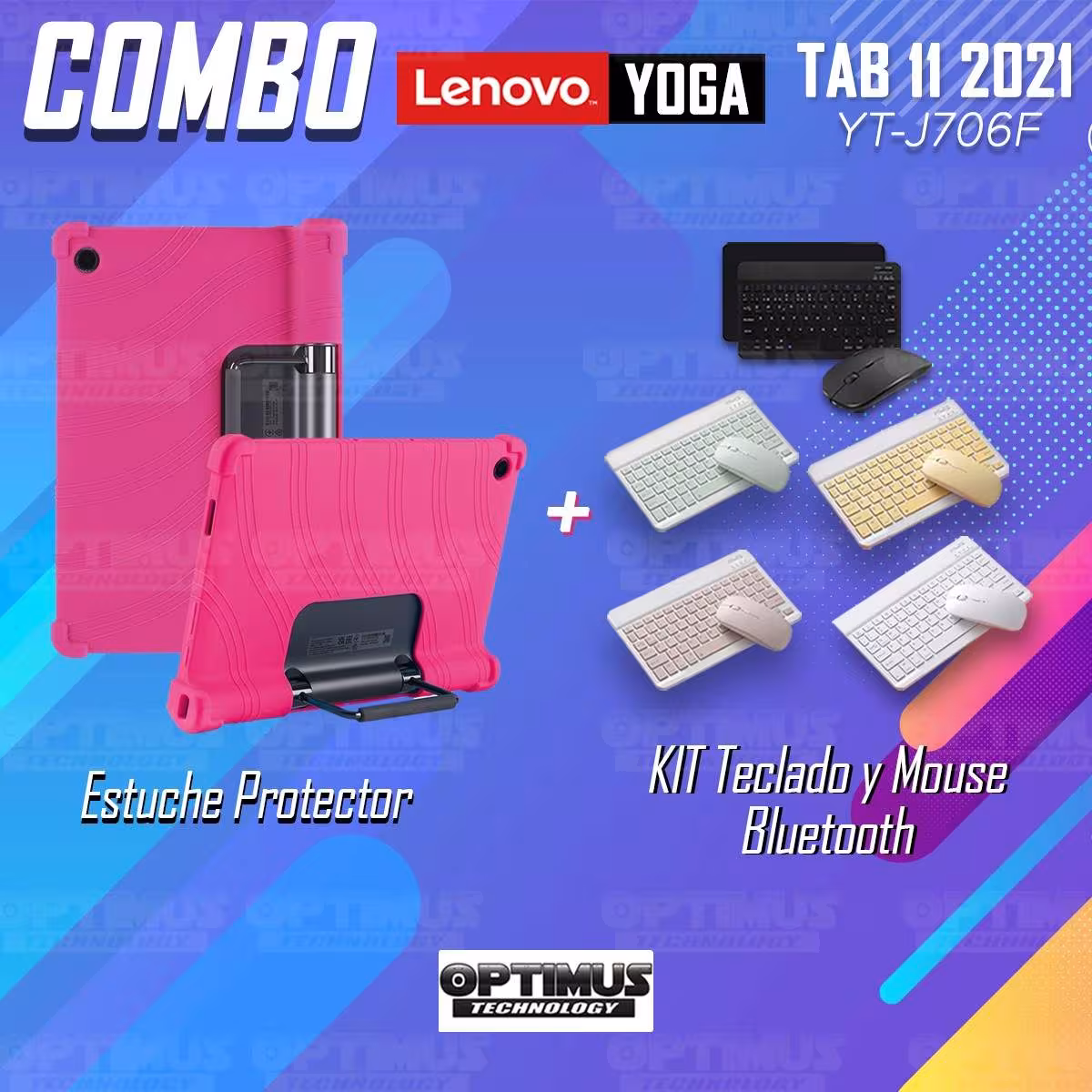 Kit Case Forro Protector Antigolpes + Teclado y Mouse Bluetooth Tablet Lenovo Yoga Tab 11 2021 YT-J706F OPTIMUS TECHNOLOGY™ - 43