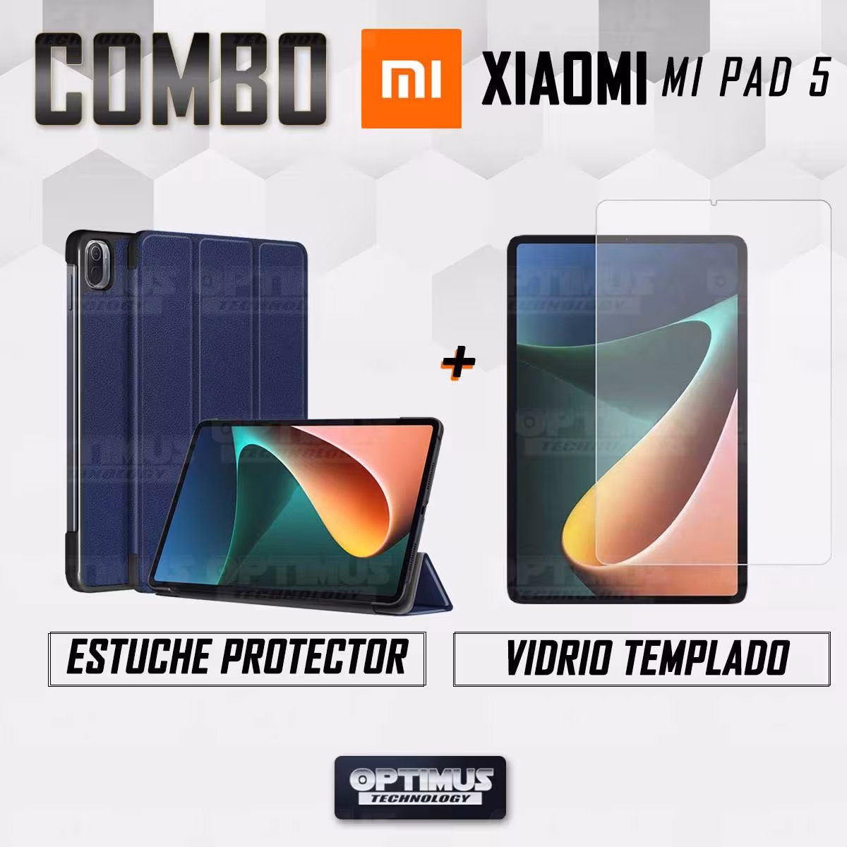 Kit Vidrio Cristal Templado Y Estuche Case Protector para Tablet Xiaomi Mi Pad 5 | OPTIMUS TECHNOLOGY™ | KT-VTP-ESTA-XMI-MP-5 |