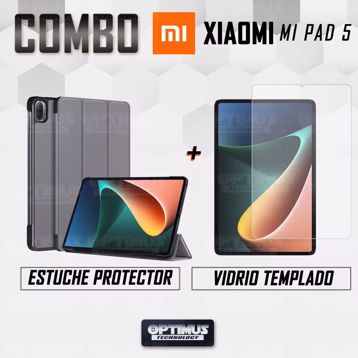 Kit Vidrio Cristal Templado Y Estuche Case Protector para Tablet Xiaomi Mi Pad 5 | OPTIMUS TECHNOLOGY™ | KT-VTP-ESTA-XMI-MP-5 |