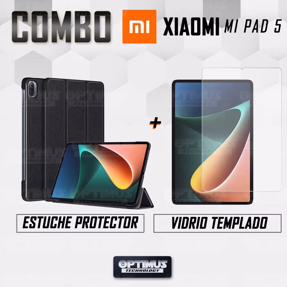 Kit Vidrio Cristal Templado Y Estuche Case Protector para Tablet Xiaomi Mi Pad 5 | OPTIMUS TECHNOLOGY™ | KT-VTP-ESTA-XMI-MP-5 |