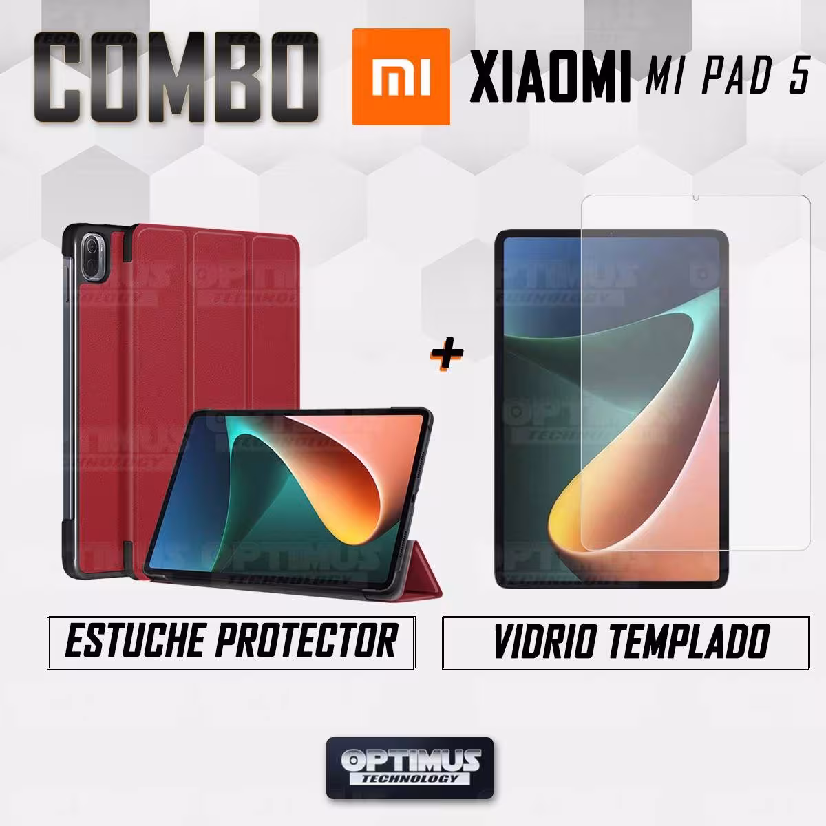 Kit Vidrio Cristal Templado Y Estuche Case Protector para Tablet Xiaomi Mi Pad 5 | OPTIMUS TECHNOLOGY™ | KT-VTP-ESTA-XMI-MP-5 |