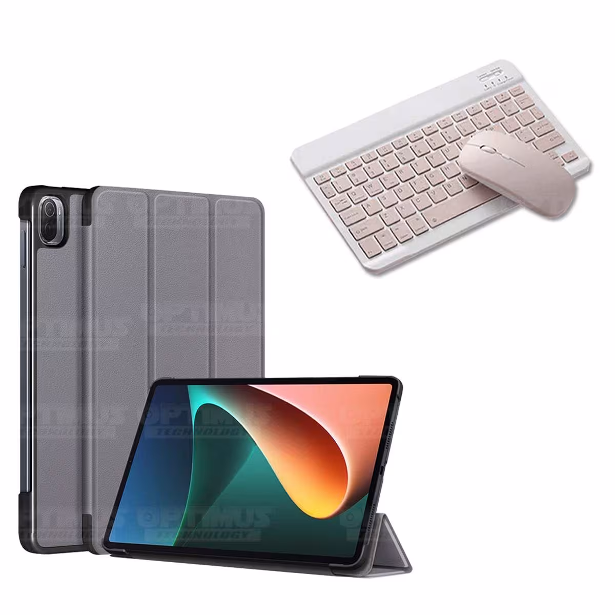 Kit Case Forro Protector + Teclado y Mouse Ratón Bluetooth para Tablet Xiaomi Mi Pad 5 OPTIMUS TECHNOLOGY™ - 10