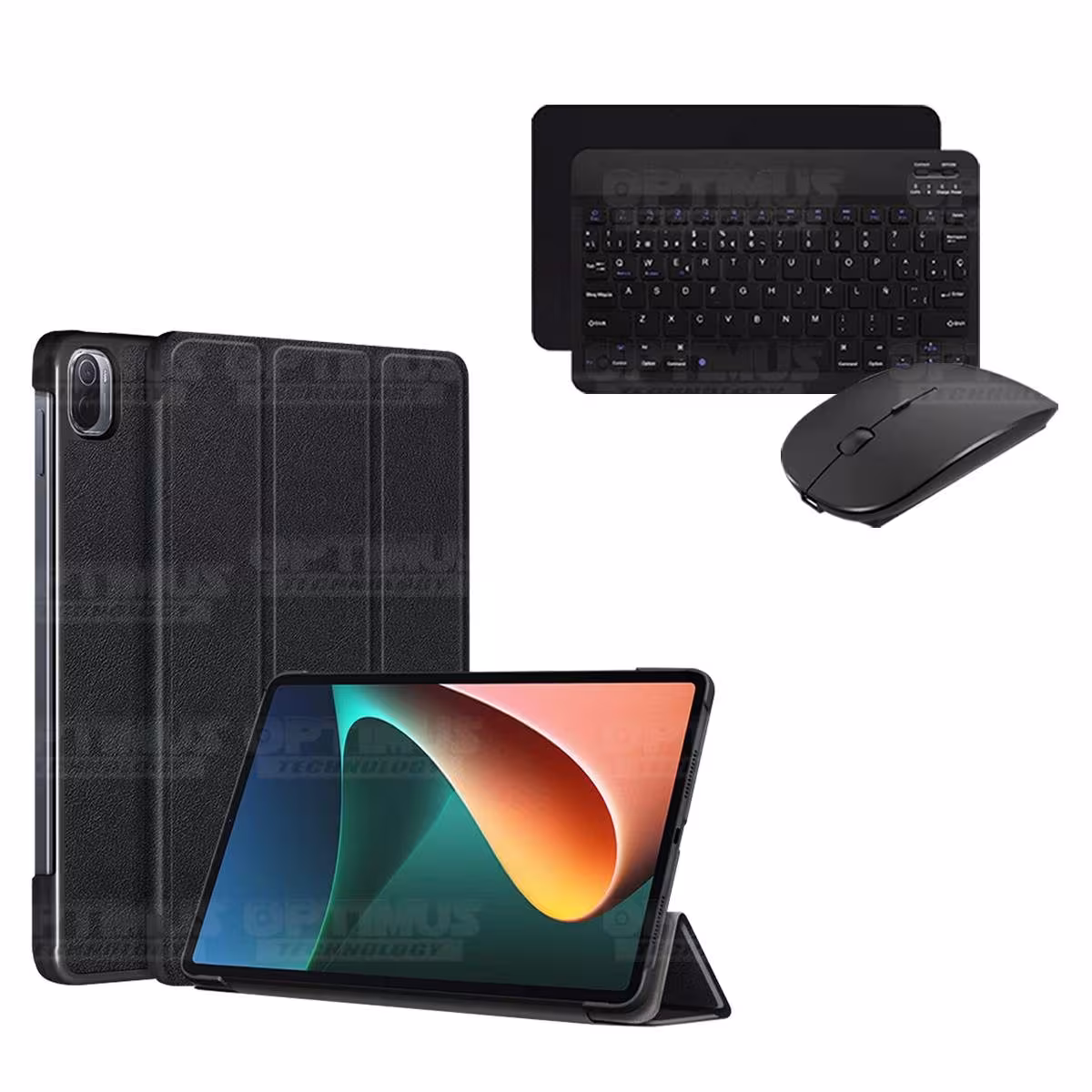 Kit Case Forro Protector + Teclado y Mouse Ratón Bluetooth para Tablet Xiaomi Mi Pad 5 OPTIMUS TECHNOLOGY™ - 12
