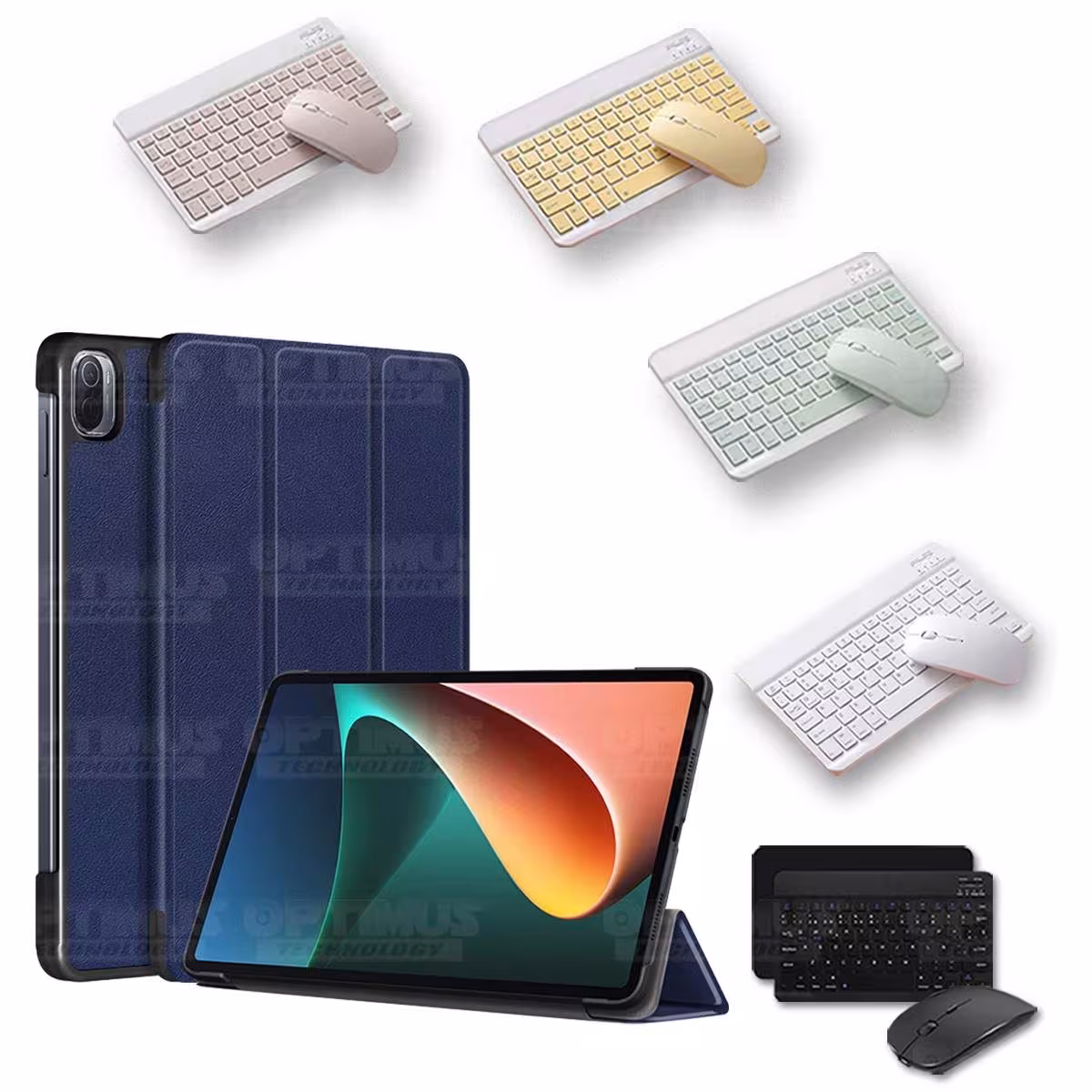 Kit Case Forro Protector + Teclado y Mouse Ratón Bluetooth para Tablet Xiaomi Mi Pad 5 OPTIMUS TECHNOLOGY™ - 26