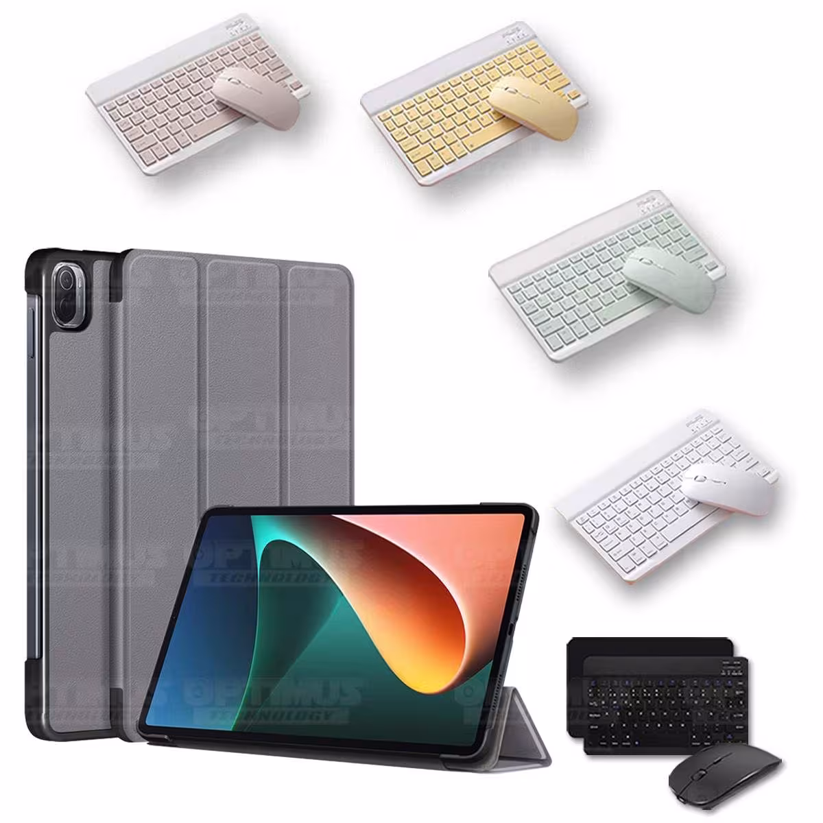 Kit Case Forro Protector + Teclado y Mouse Ratón Bluetooth para Tablet Xiaomi Mi Pad 5 OPTIMUS TECHNOLOGY™ - 30