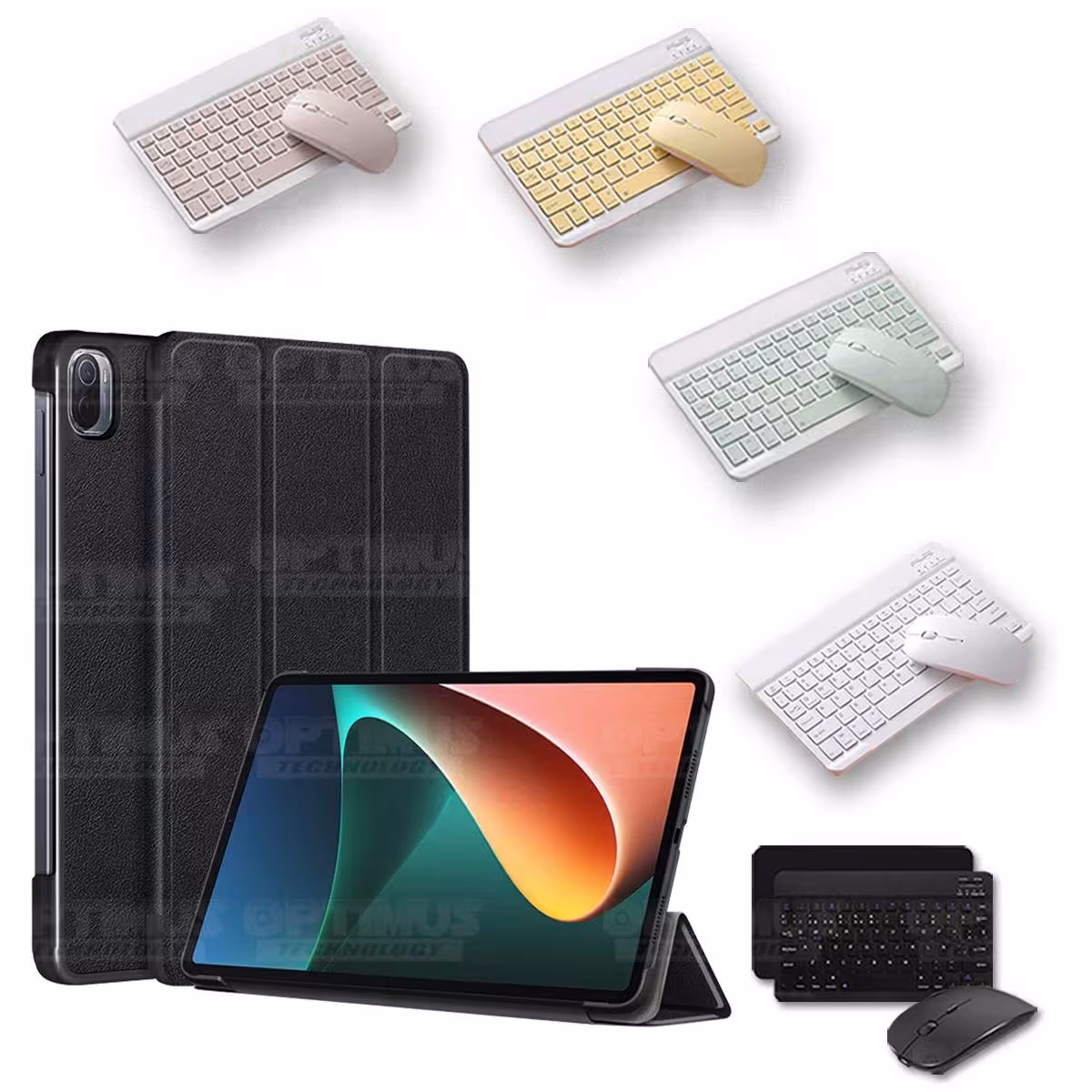 Kit Case Forro Protector + Teclado y Mouse Ratón Bluetooth para Tablet Xiaomi Mi Pad 5 OPTIMUS TECHNOLOGY™ - 34