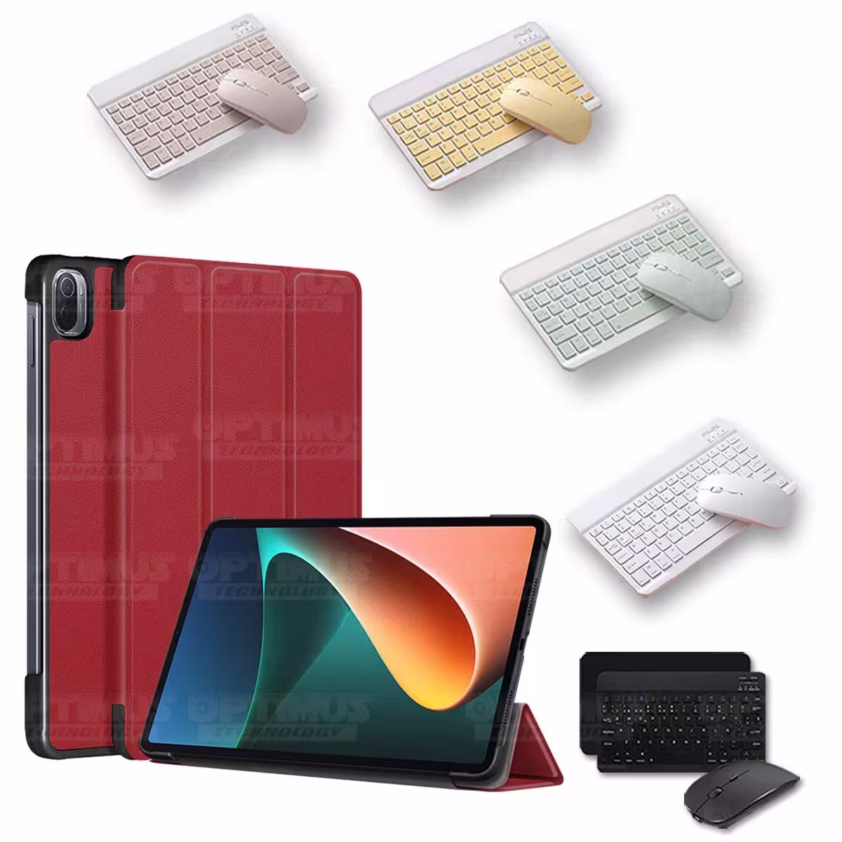 Kit Case Forro Protector + Teclado y Mouse Ratón Bluetooth para Tablet Xiaomi Mi Pad 5 OPTIMUS TECHNOLOGY™ - 38