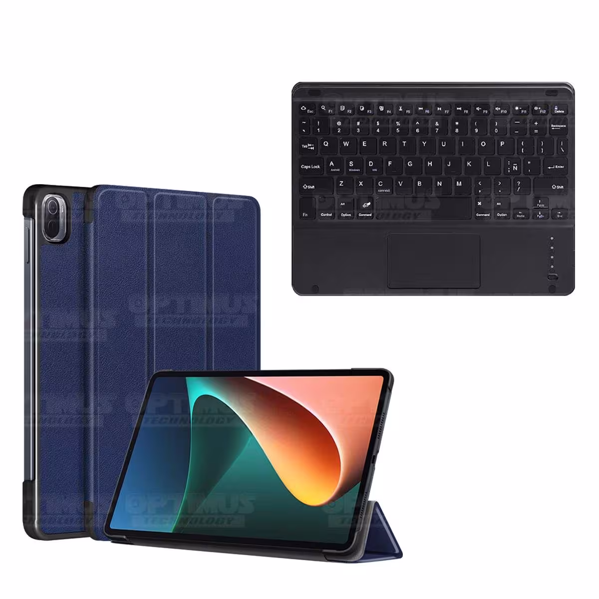 Kit Case Folio Protector + Teclado Mouse Touchpad Bluetooth para Tablet Xiaomi Mi Pad 5 OPTIMUS TECHNOLOGY™ - 2