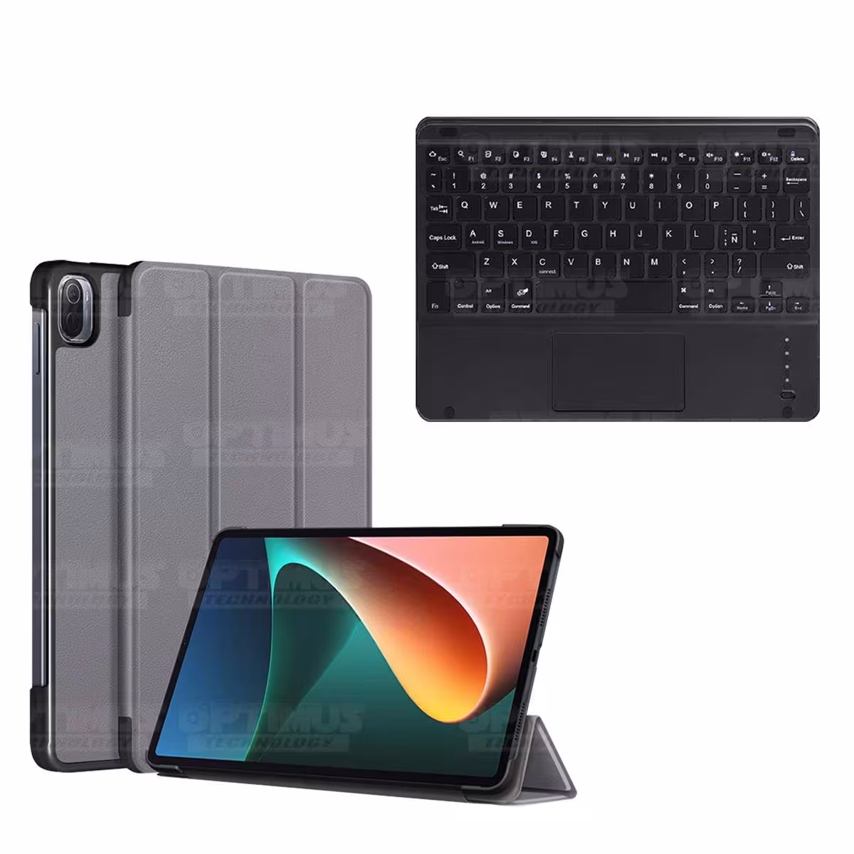 Kit Case Folio Protector + Teclado Mouse Touchpad Bluetooth para Tablet Xiaomi Mi Pad 5 OPTIMUS TECHNOLOGY™ - 5