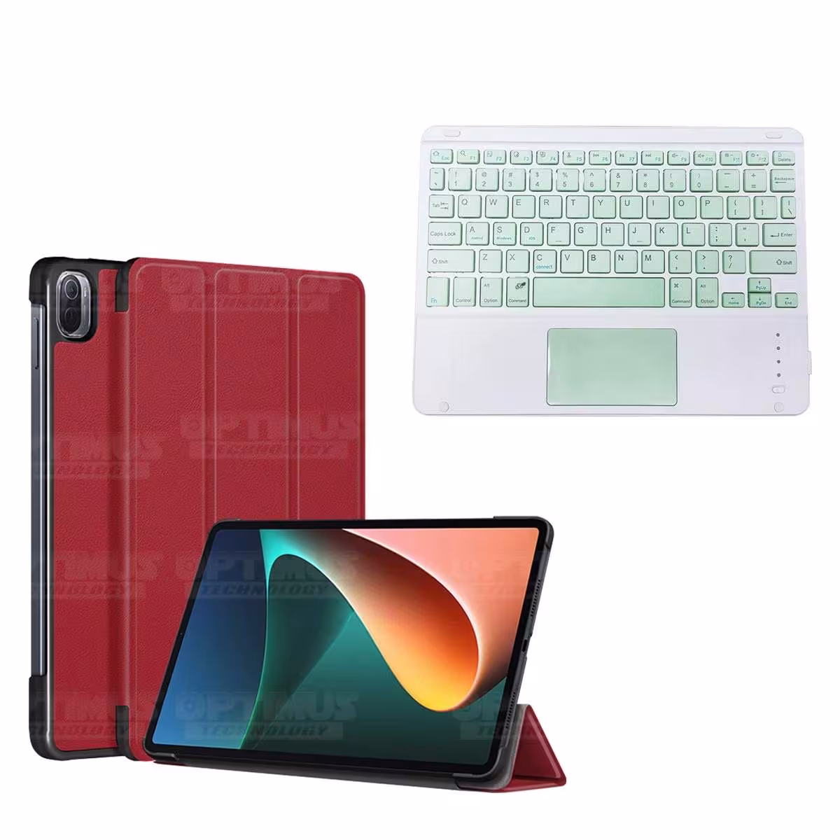 Kit Case Folio Protector + Teclado Mouse Touchpad Bluetooth para Tablet Xiaomi Mi Pad 5 OPTIMUS TECHNOLOGY™ - 10