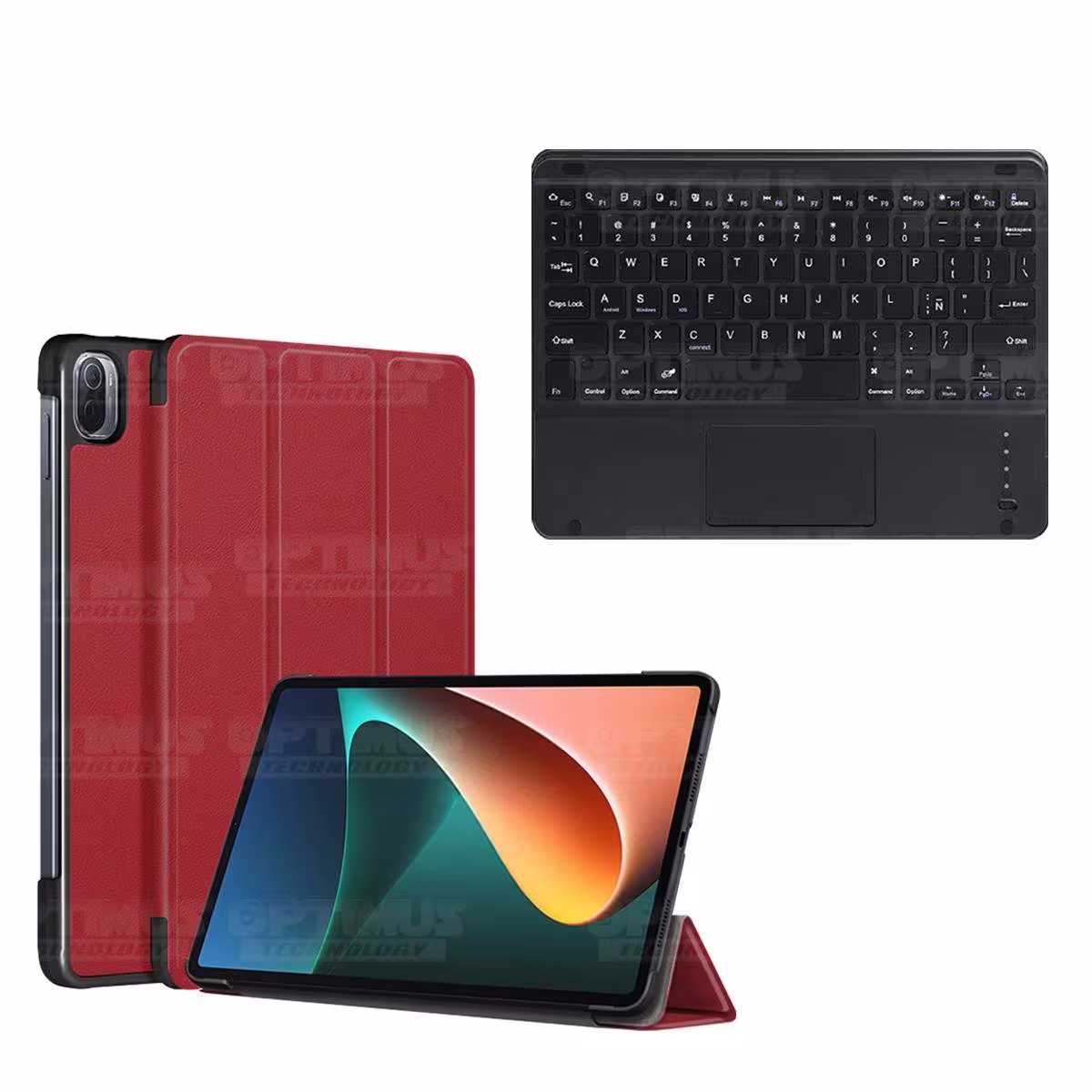 Kit Case Folio Protector + Teclado Mouse Touchpad Bluetooth para Tablet Xiaomi Mi Pad 5 OPTIMUS TECHNOLOGY™ - 11