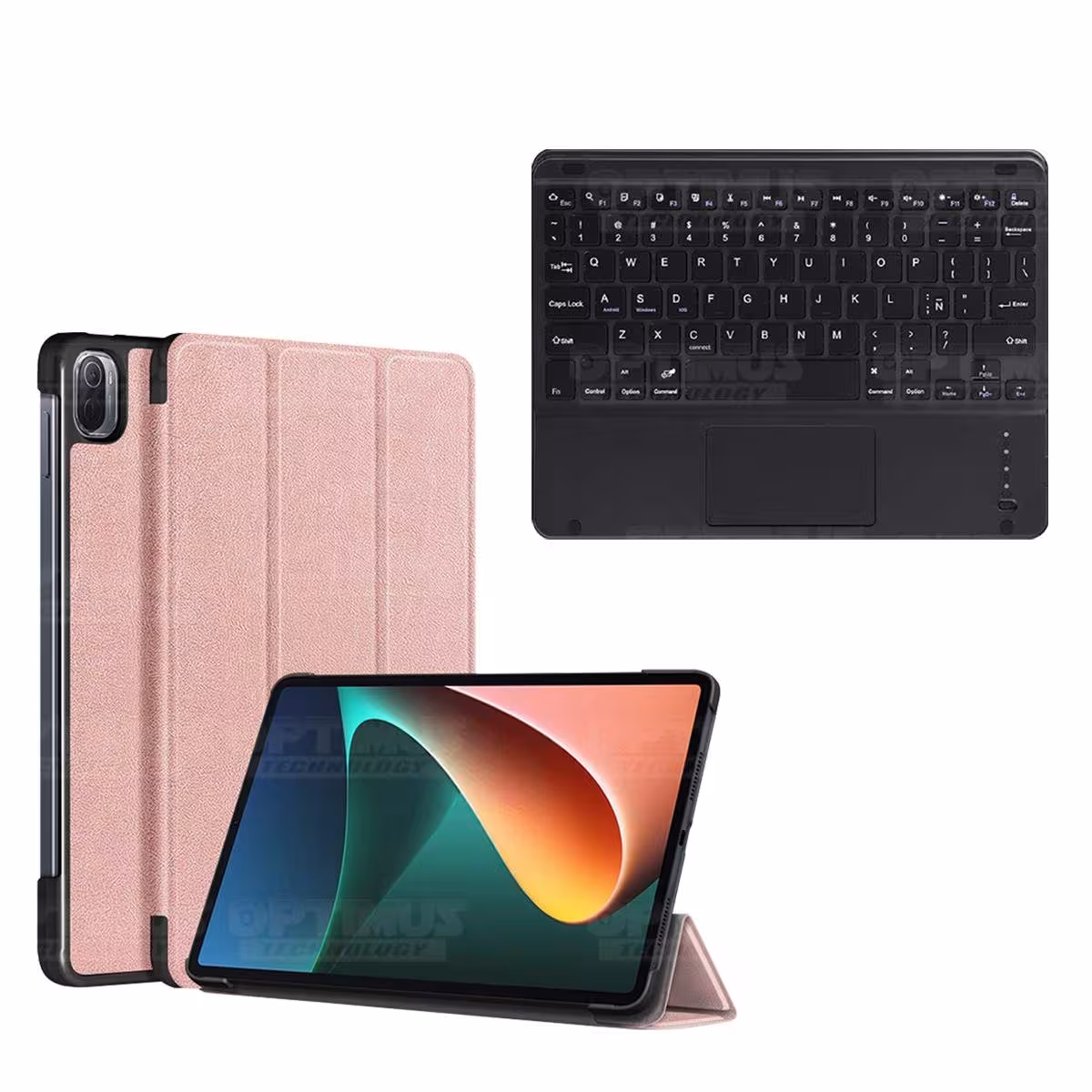 Kit Case Folio Protector + Teclado Mouse Touchpad Bluetooth para Tablet Xiaomi Mi Pad 5 OPTIMUS TECHNOLOGY™ - 14