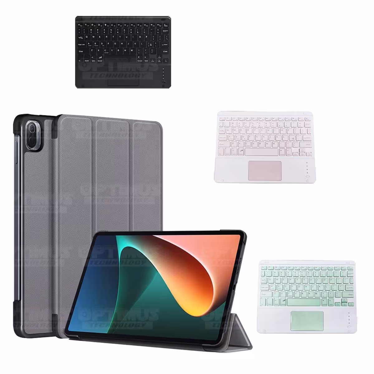 Kit Case Folio Protector + Teclado Mouse Touchpad Bluetooth para Tablet Xiaomi Mi Pad 5 OPTIMUS TECHNOLOGY™ - 20