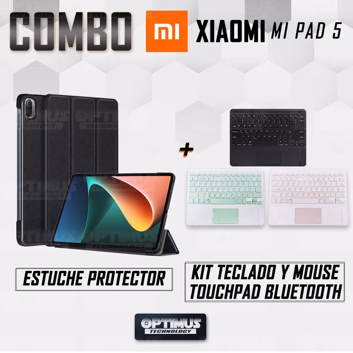 Kit Case Folio Protector + Teclado Mouse Touchpad Bluetooth para Tablet Xiaomi Mi Pad 5 OPTIMUS TECHNOLOGY™ - 25