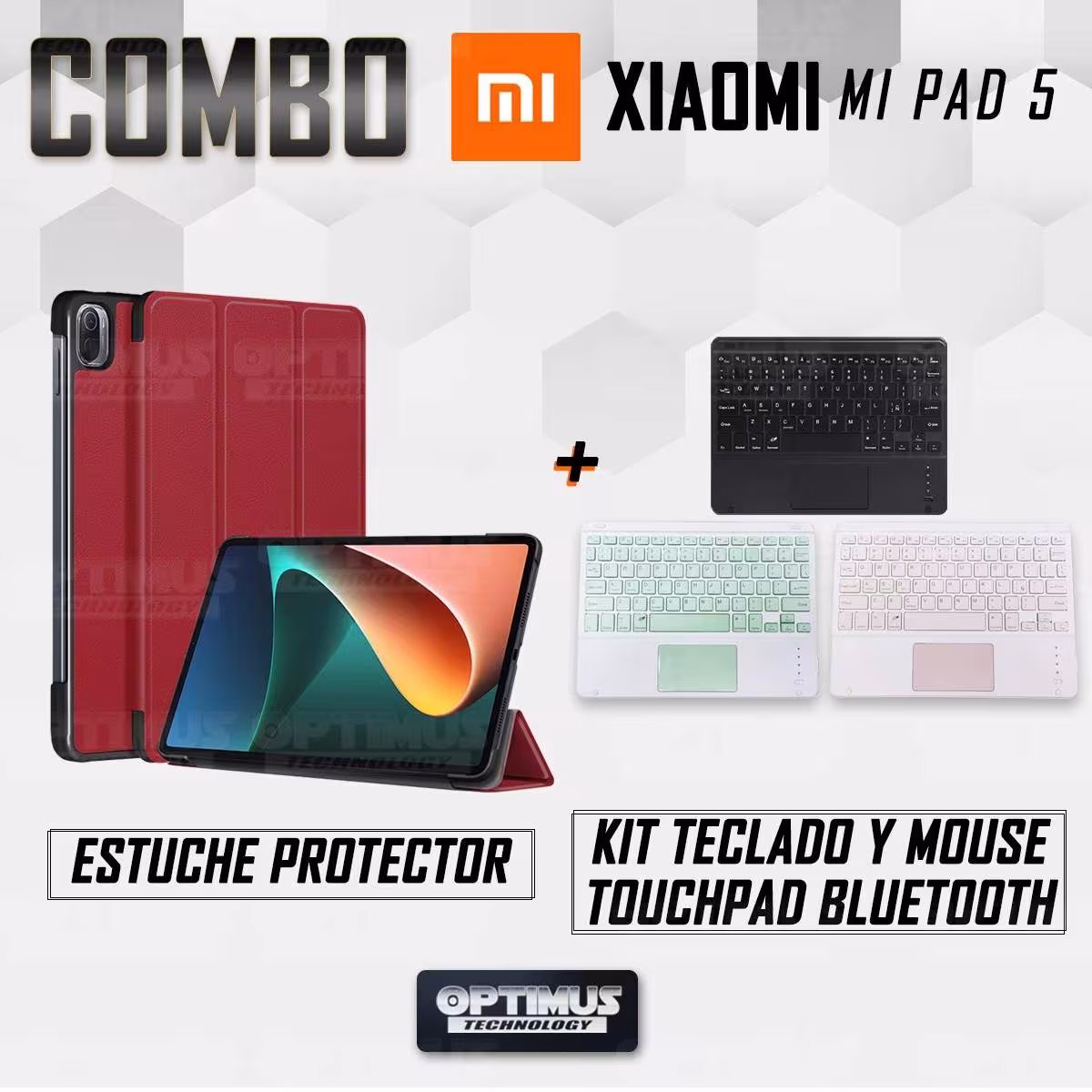Kit Case Folio Protector + Teclado Mouse Touchpad Bluetooth para Tablet Xiaomi Mi Pad 5 OPTIMUS TECHNOLOGY™ - 29