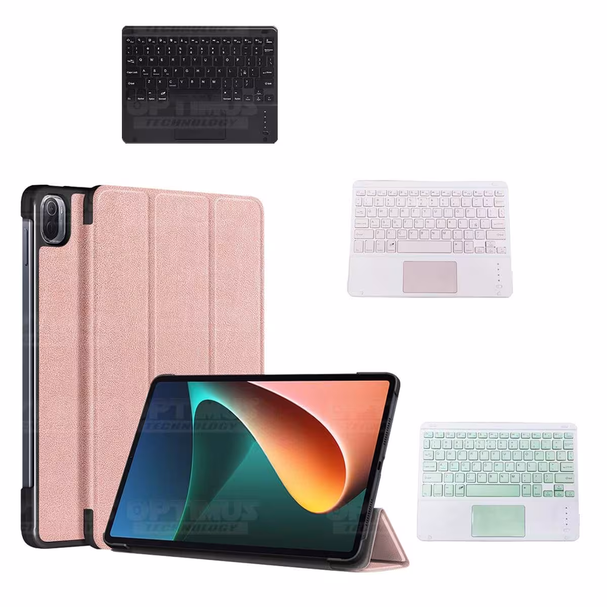 Kit Case Folio Protector + Teclado Mouse Touchpad Bluetooth para Tablet Xiaomi Mi Pad 5 OPTIMUS TECHNOLOGY™ - 32