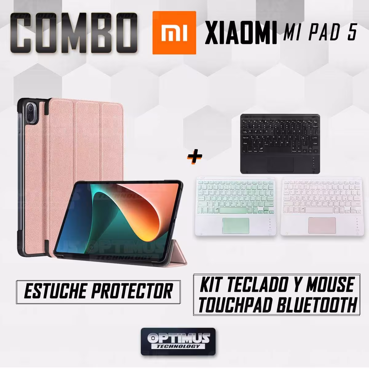 Kit Case Folio Protector + Teclado Mouse Touchpad Bluetooth para Tablet Xiaomi Mi Pad 5 OPTIMUS TECHNOLOGY™ - 33