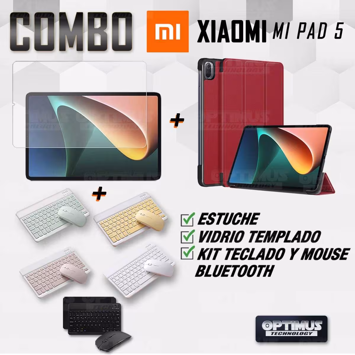 Kit Vidrio templado + Case Protector + Teclado y Mouse Bluetooth Tablet Xiaomi Mi Pad 5 OPTIMUS TECHNOLOGY™ - 39