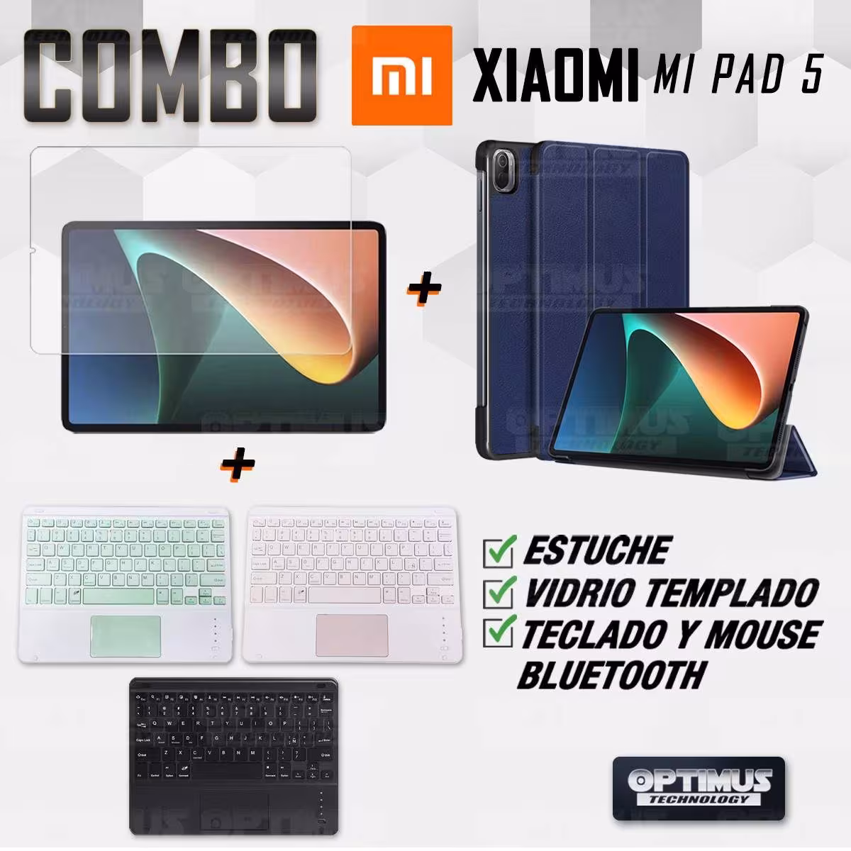 Kit Vidrio templado + Case Protector + Teclado Touchpad Bluetooth Tablet Xiaomi Mi Pad 5 OPTIMUS TECHNOLOGY™ - 17