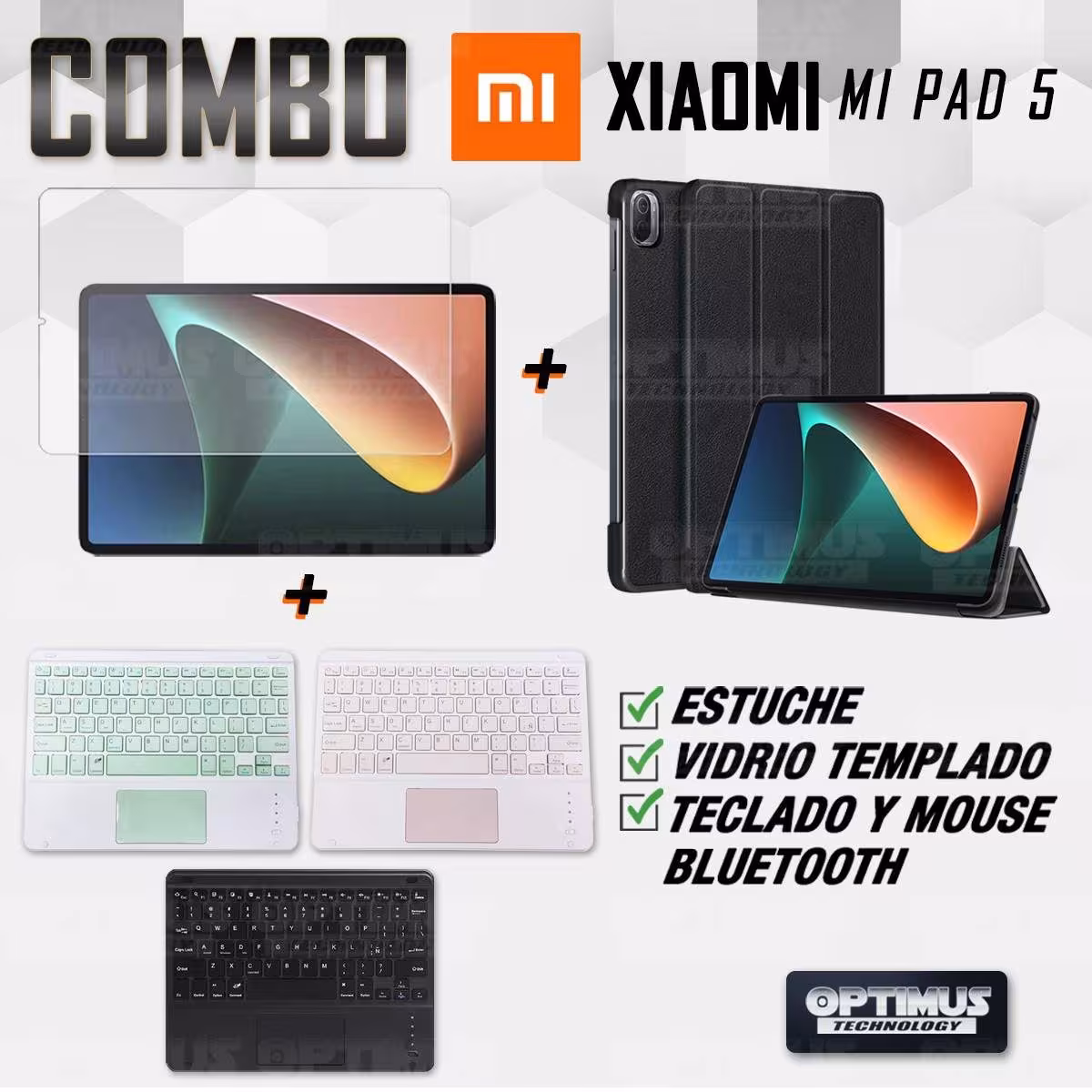 Kit Vidrio templado + Case Protector + Teclado Touchpad Bluetooth Tablet Xiaomi Mi Pad 5 OPTIMUS TECHNOLOGY™ - 26