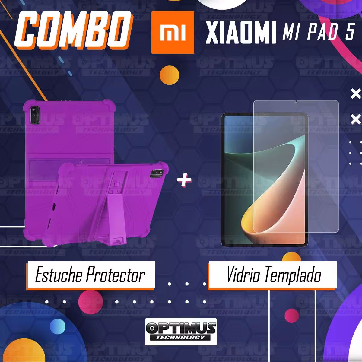 Kit Vidrio templado y Estuche Protector de goma antigolpes con soporte Tablet Xiaomi Mi Pad 5 OPTIMUS TECHNOLOGY™ - 6