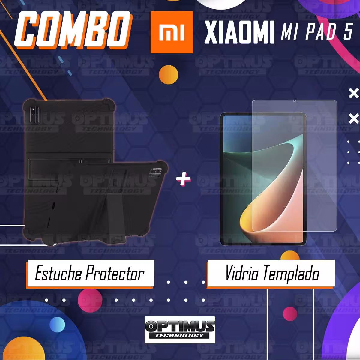 Kit Vidrio templado y Estuche Protector de goma antigolpes con soporte Tablet Xiaomi Mi Pad 5 OPTIMUS TECHNOLOGY™ - 10