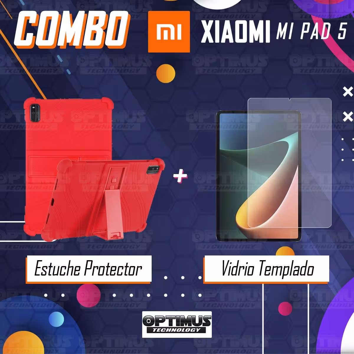 Kit Vidrio templado y Estuche Protector de goma antigolpes con soporte Tablet Xiaomi Mi Pad 5 OPTIMUS TECHNOLOGY™ - 14