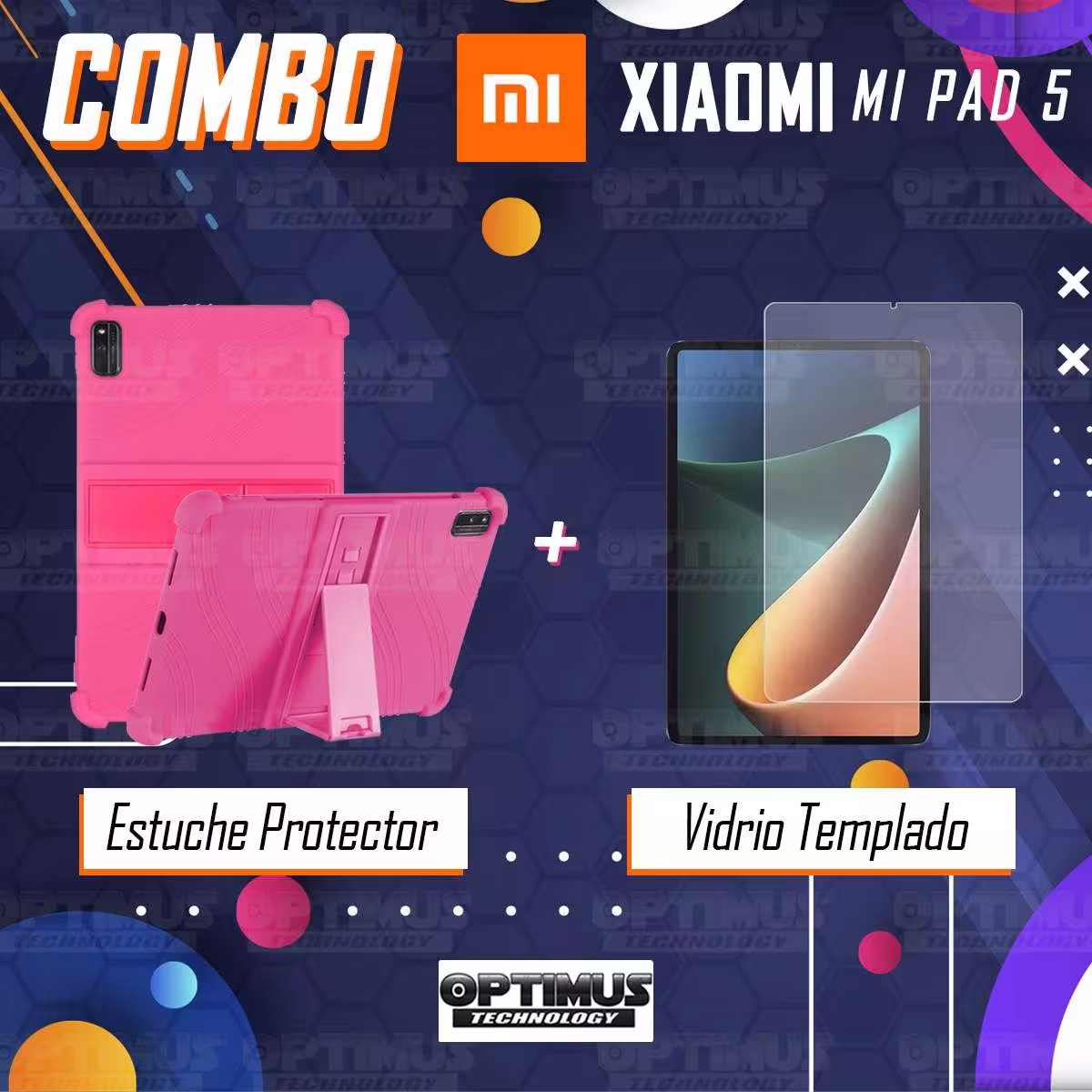 Kit Vidrio templado y Estuche Protector de goma antigolpes con soporte Tablet Xiaomi Mi Pad 5 OPTIMUS TECHNOLOGY™ - 18