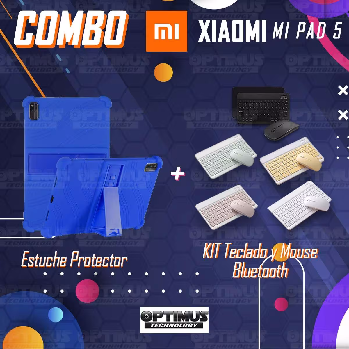 Kit Case Forro Protector Antigolpes + Teclado y Mouse Bluetooth Tablet Xiaomi Mi Pad 5 OPTIMUS TECHNOLOGY™ - 27