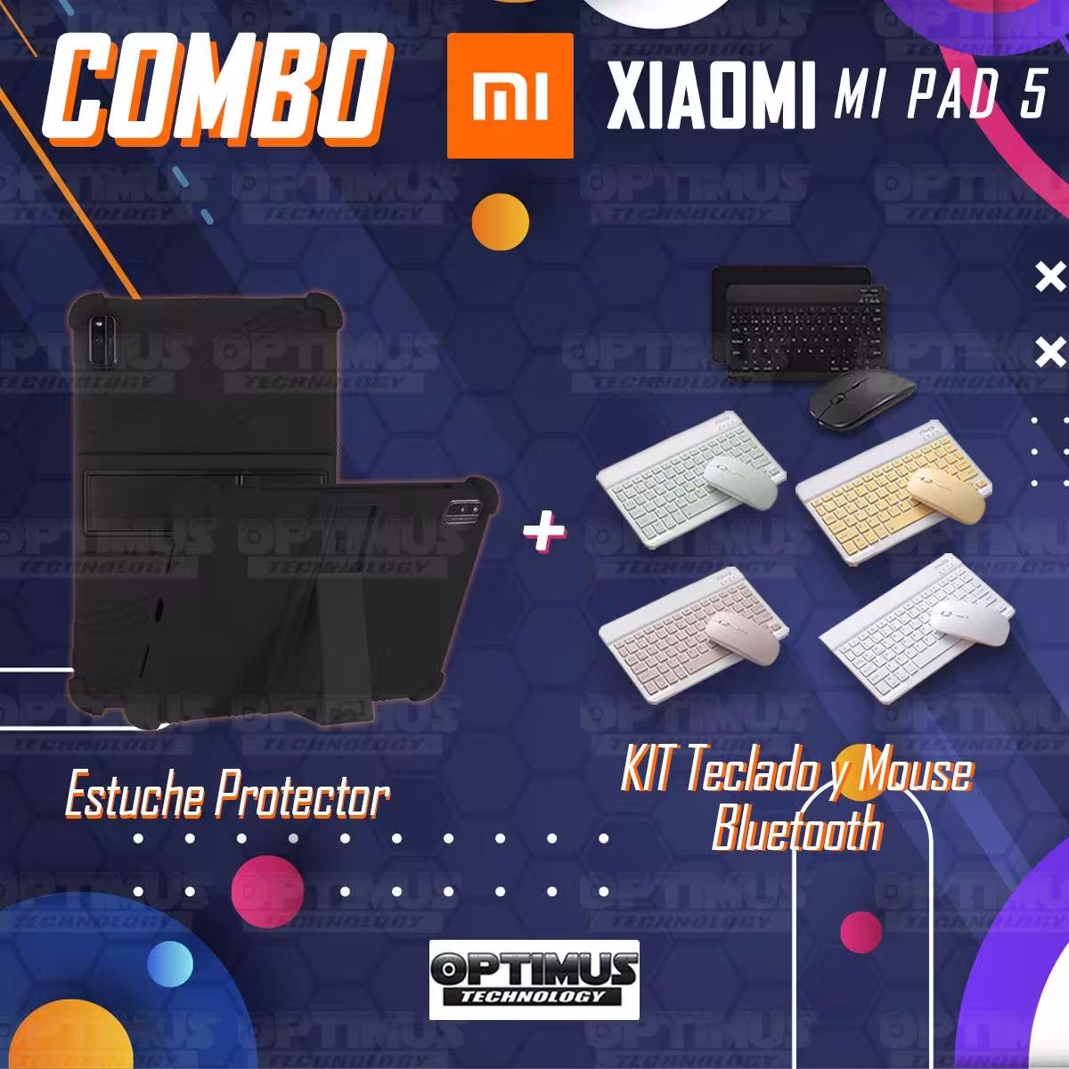 Kit Case Forro Protector Antigolpes + Teclado y Mouse Bluetooth Tablet Xiaomi Mi Pad 5 OPTIMUS TECHNOLOGY™ - 35