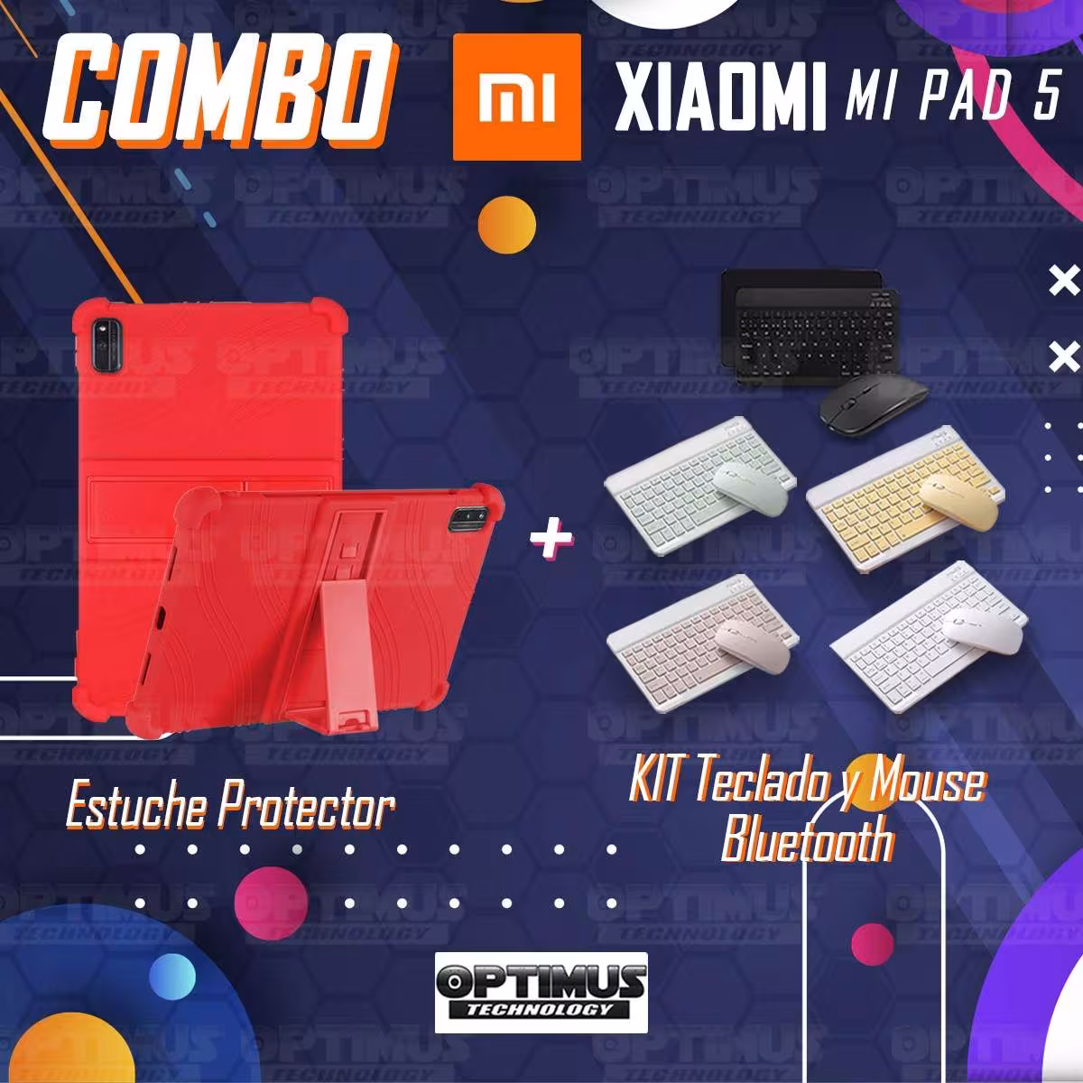 Kit Case Forro Protector Antigolpes + Teclado y Mouse Bluetooth Tablet Xiaomi Mi Pad 5 OPTIMUS TECHNOLOGY™ - 39