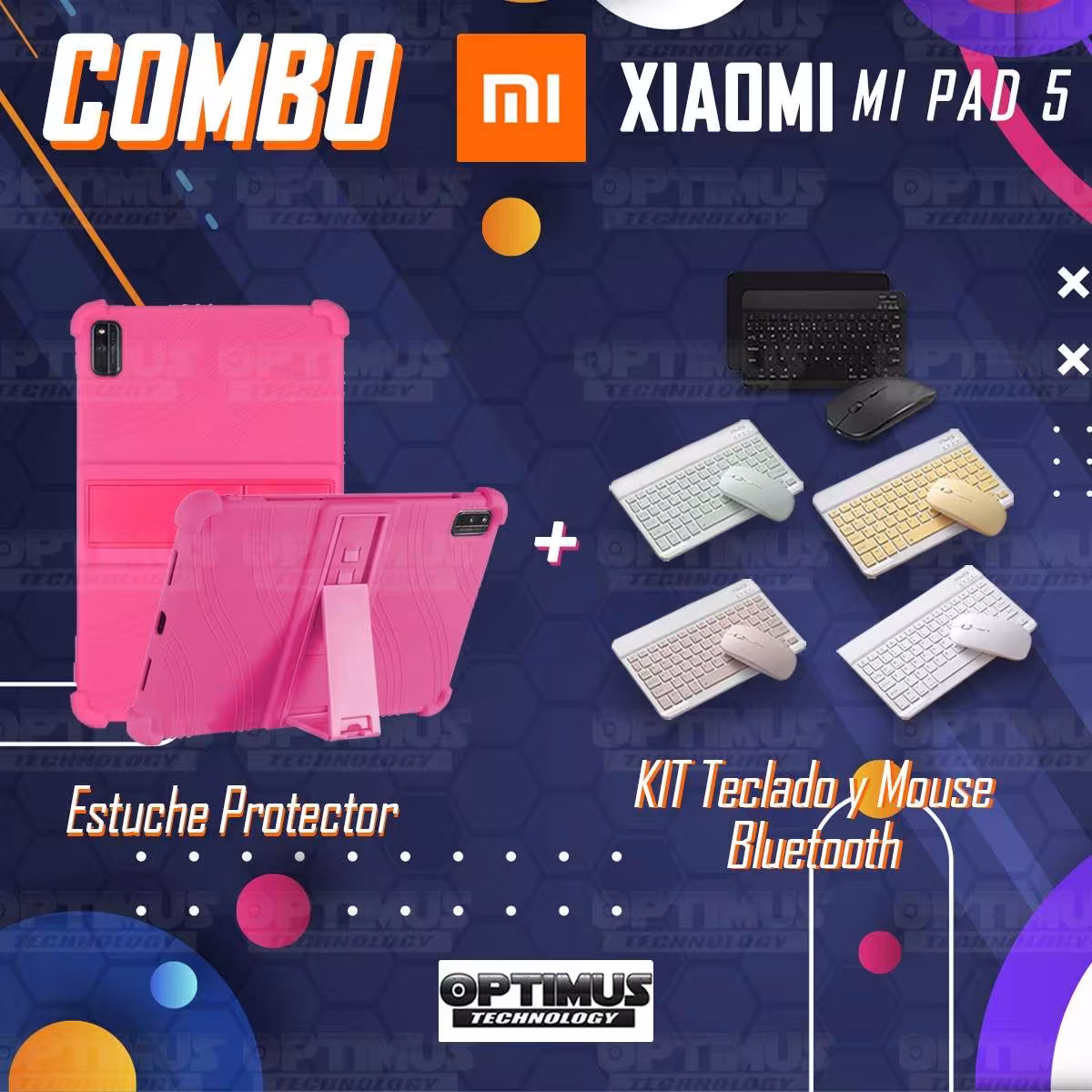 Kit Case Forro Protector Antigolpes + Teclado y Mouse Bluetooth Tablet Xiaomi Mi Pad 5 OPTIMUS TECHNOLOGY™ - 43