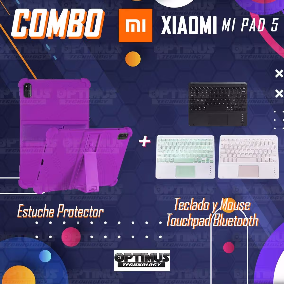 Kit Estuche Protector Antigolpes + Teclado Mouse Touchpad Bluetooth Xiaomi Mi Pad 5 OPTIMUS TECHNOLOGY™ - 21