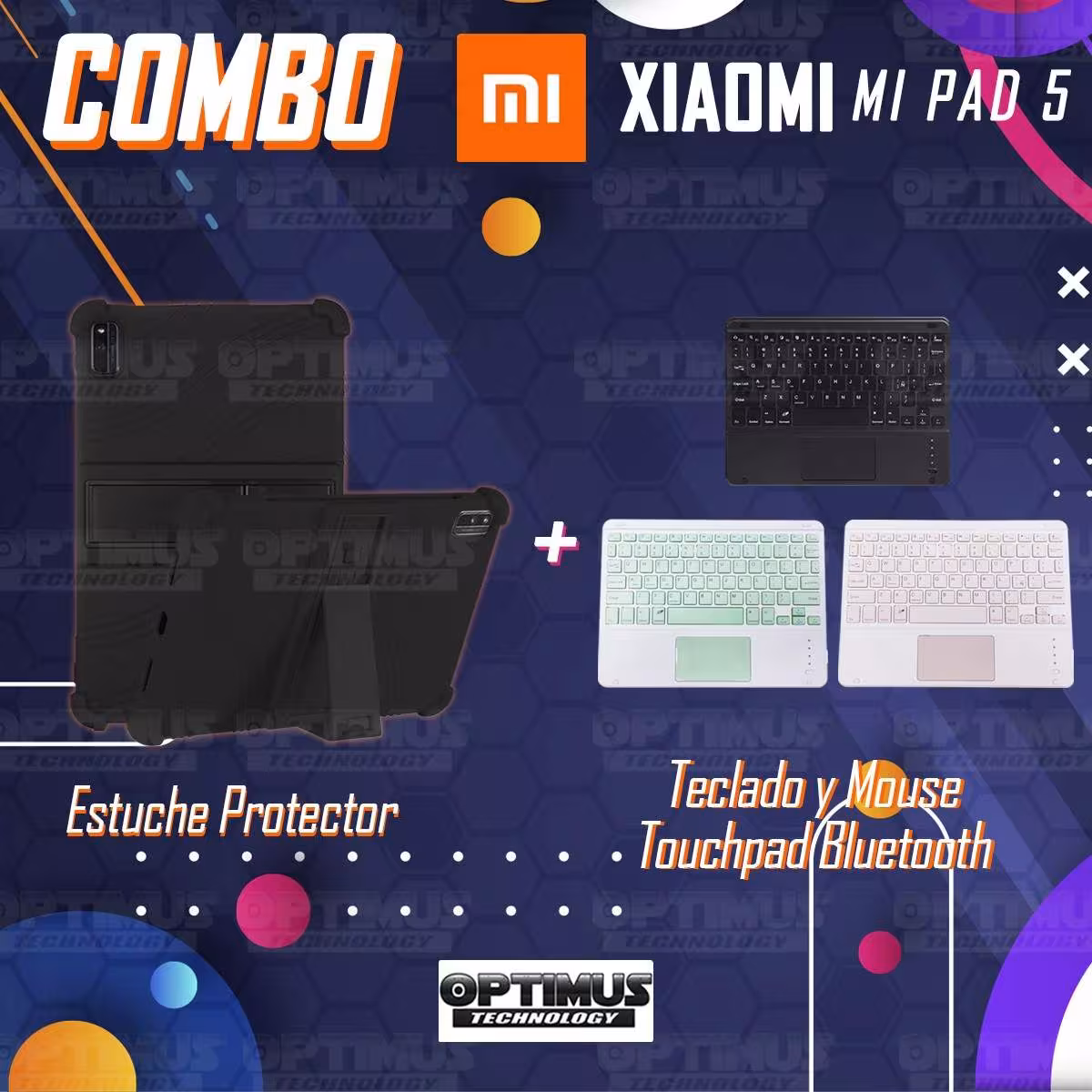 Kit Estuche Protector Antigolpes + Teclado Mouse Touchpad Bluetooth Xiaomi Mi Pad 5 OPTIMUS TECHNOLOGY™ - 29