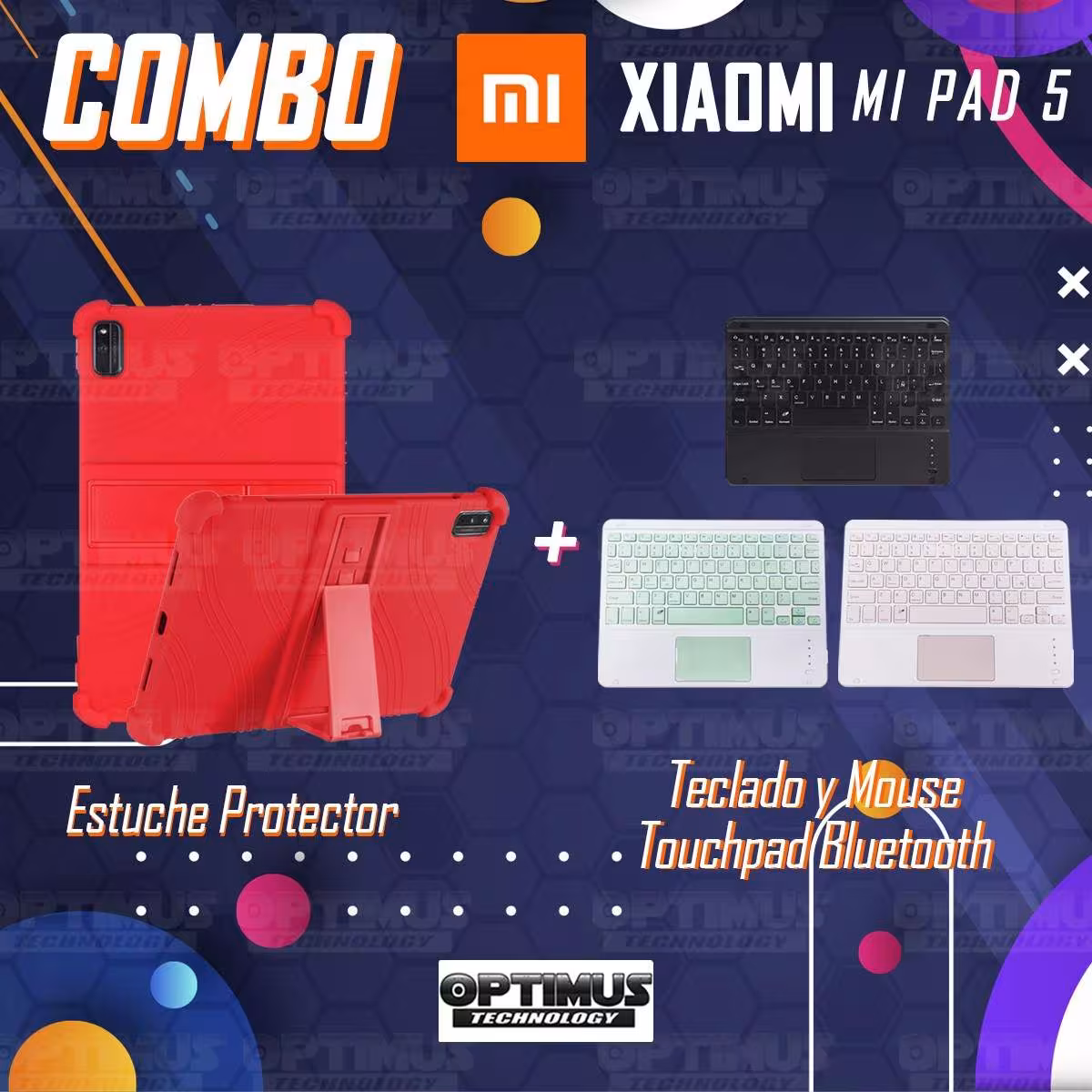 Kit Estuche Protector Antigolpes + Teclado Mouse Touchpad Bluetooth Xiaomi Mi Pad 5 OPTIMUS TECHNOLOGY™ - 25