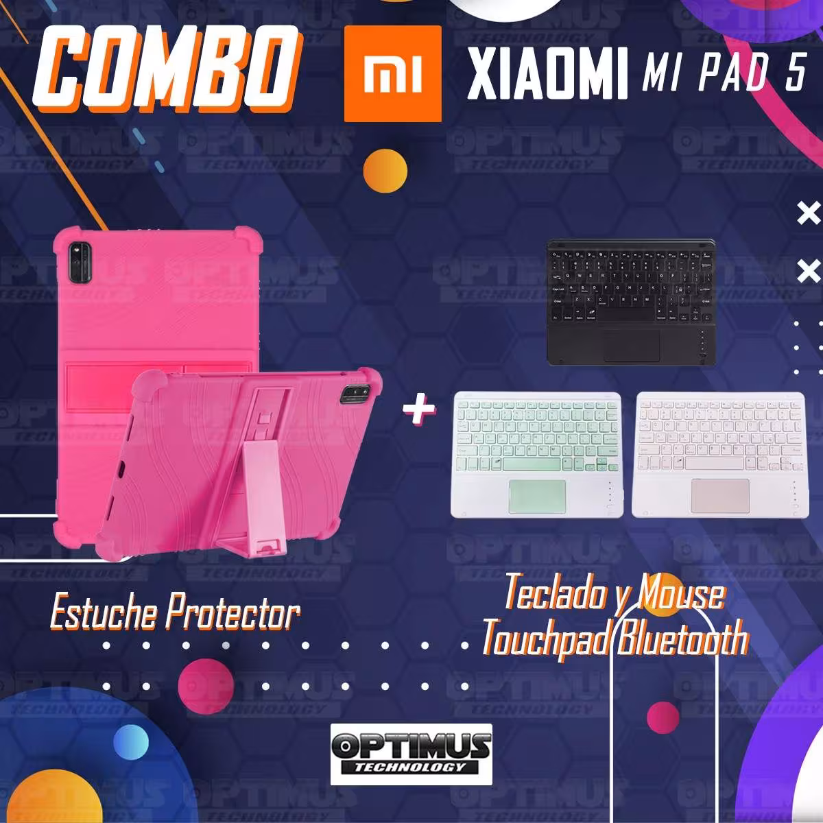 Kit Estuche Protector Antigolpes + Teclado Mouse Touchpad Bluetooth Xiaomi Mi Pad 5 OPTIMUS TECHNOLOGY™ - 33
