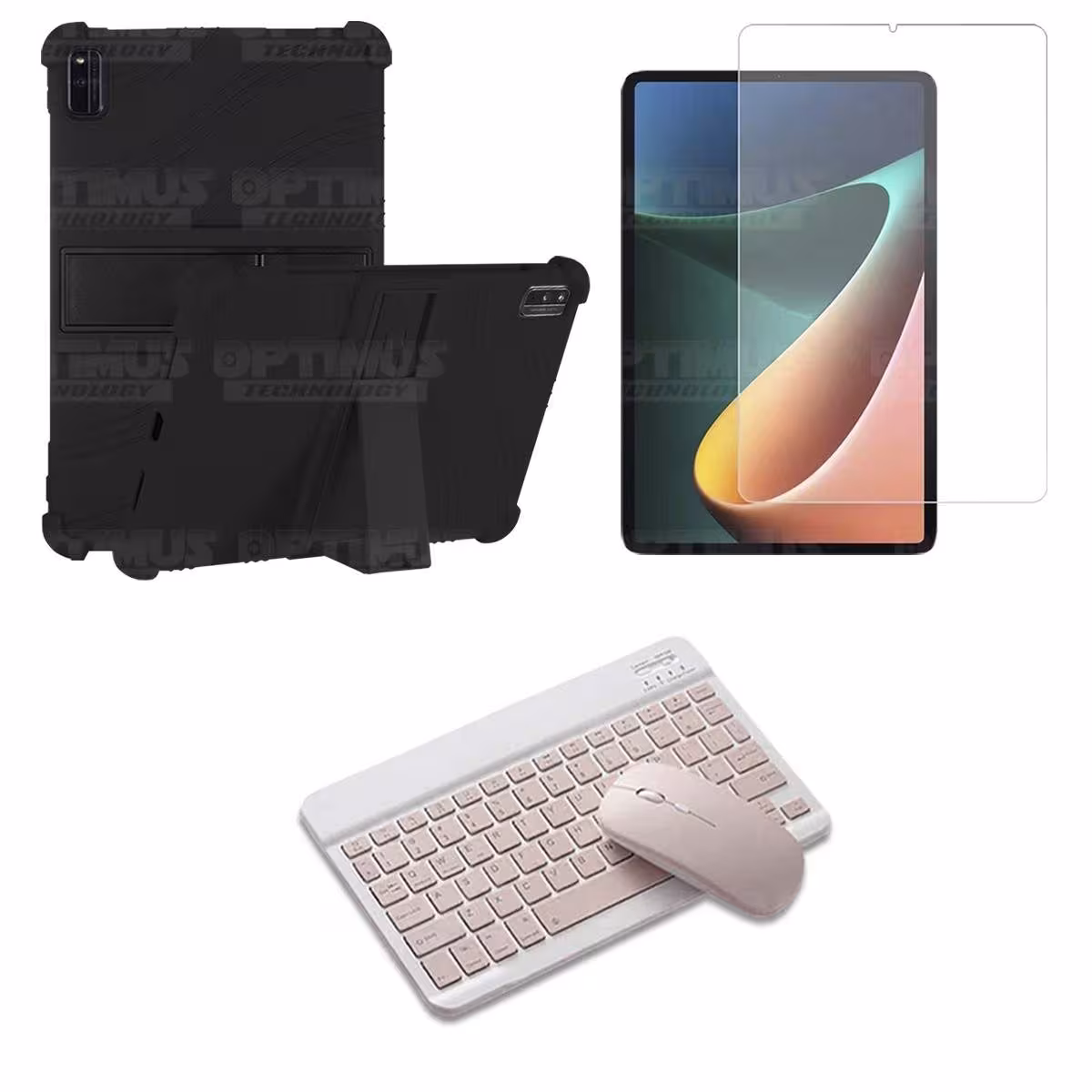 Kit Vidrio templado + Estuche Protector Goma + Teclado Bluetooth Tablet Xiaomi Mi Pad 5 OPTIMUS TECHNOLOGY™ - 11