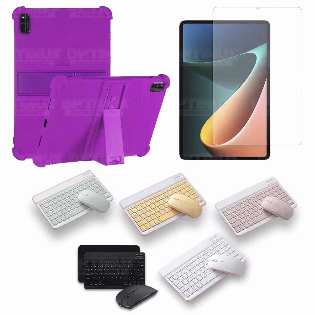 Kit Vidrio templado + Estuche Protector Goma + Teclado Bluetooth Tablet Xiaomi Mi Pad 5 OPTIMUS TECHNOLOGY™ - 30