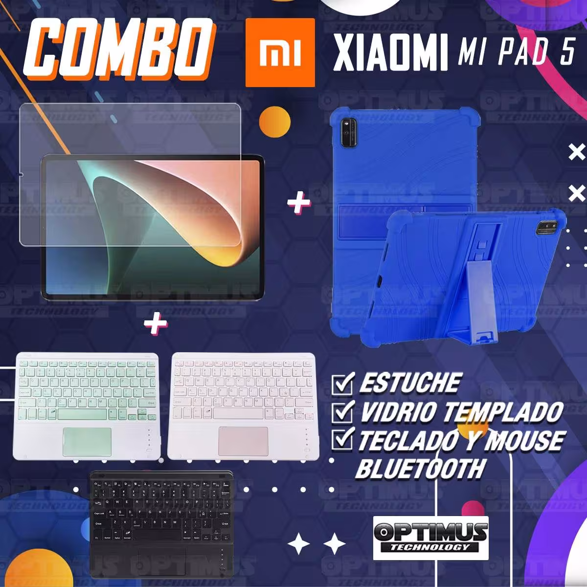 Kit Vidrio templado + Estuche Protector + Teclado Touchpad Bluetooth Tablet Xiaomi Mi Pad 5 OPTIMUS TECHNOLOGY™ - 17