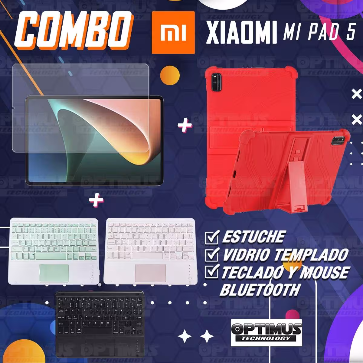 Kit Vidrio templado + Estuche Protector + Teclado Touchpad Bluetooth Tablet Xiaomi Mi Pad 5 OPTIMUS TECHNOLOGY™ - 29