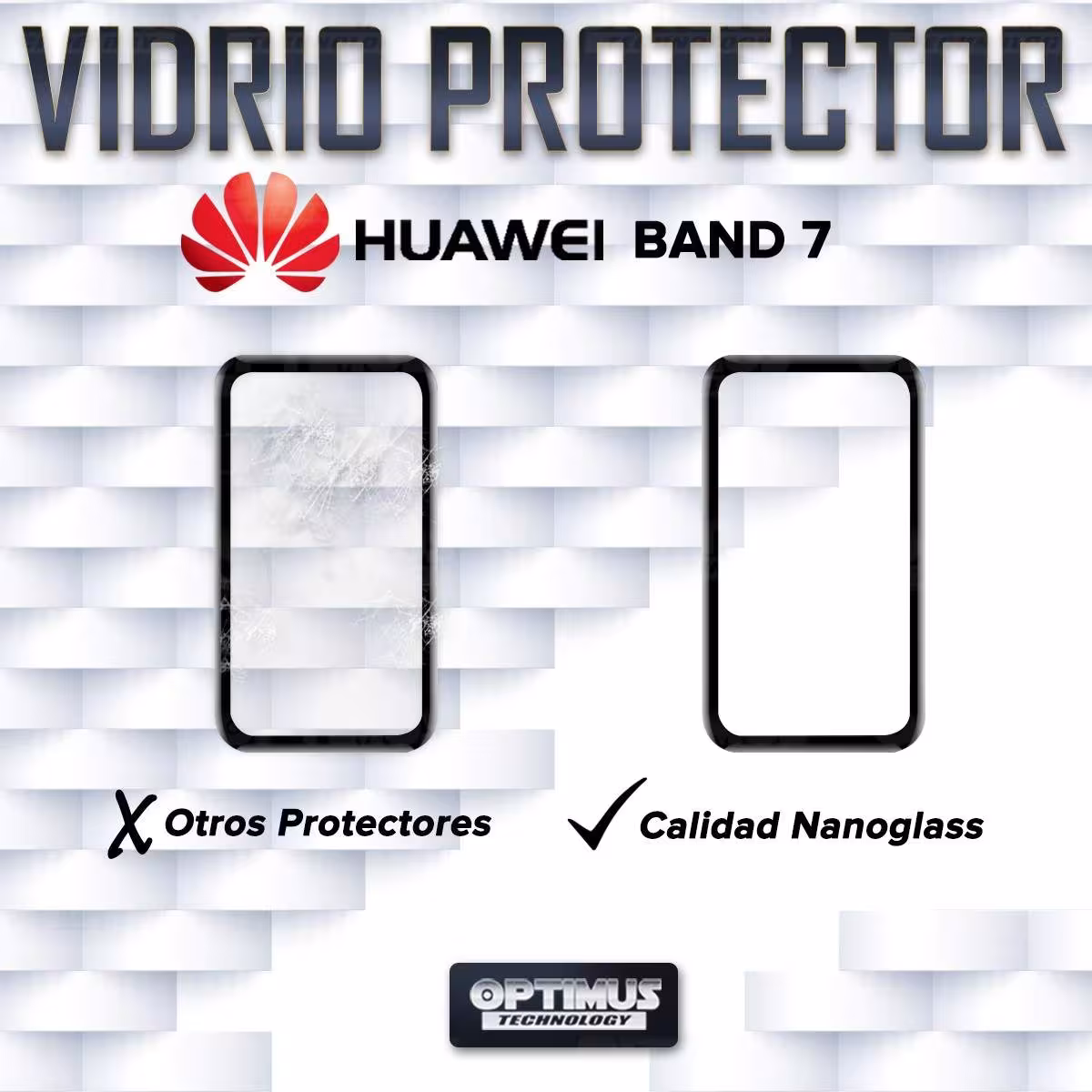 Vidrio Templado Cerámico Nanoglass Para Reloj Smartwatch Huawei Band 7 | OPTIMUS TECHNOLOGY™ | VTP-CR-HW-BND-7 |