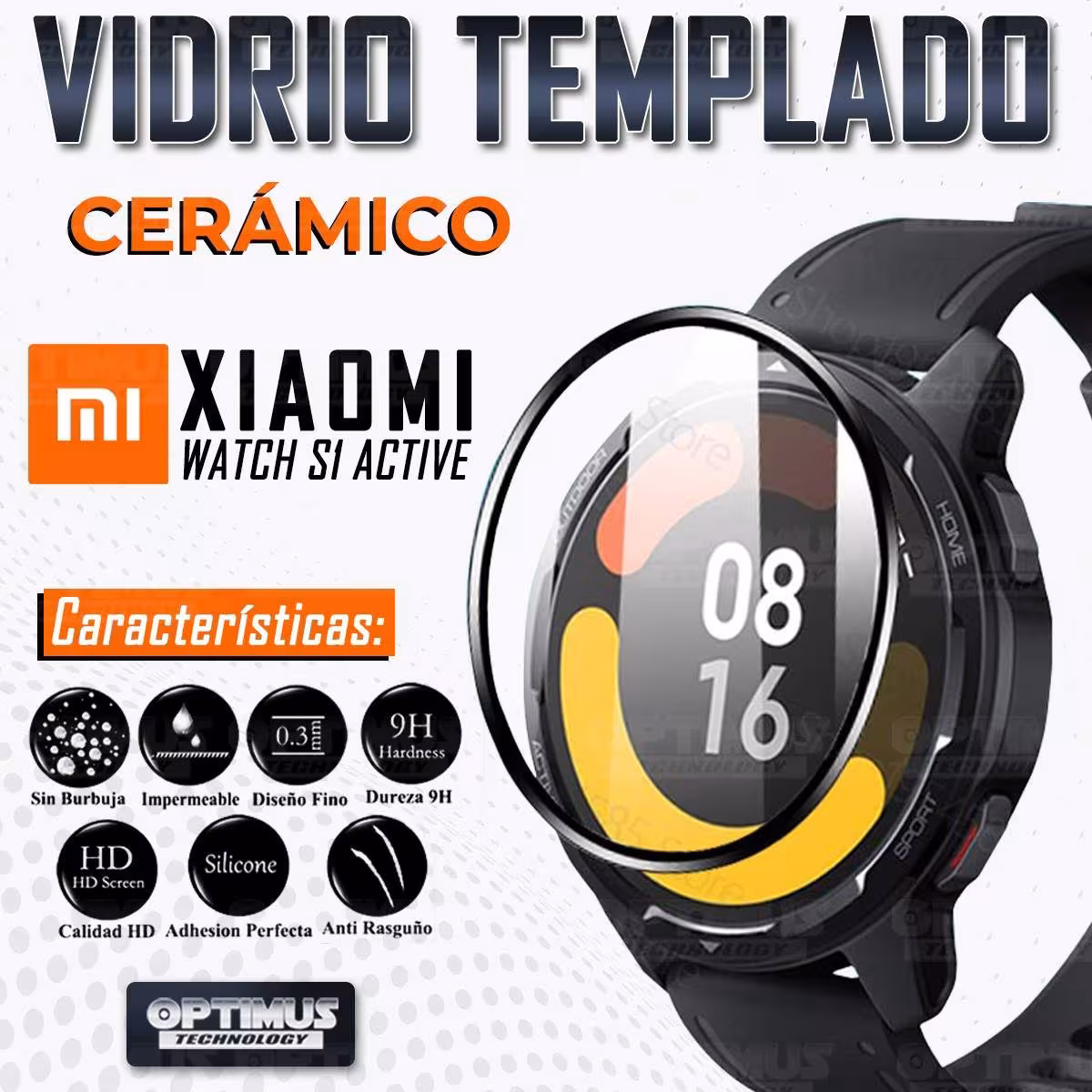 Vidrio Templado Cerámico Nanoglass Para Reloj Smartwatch Xiaomi Watch S1 Active GL | OPTIMUS TECHNOLOGY™ | VTP-CR-XMI-S1-ACTGL |